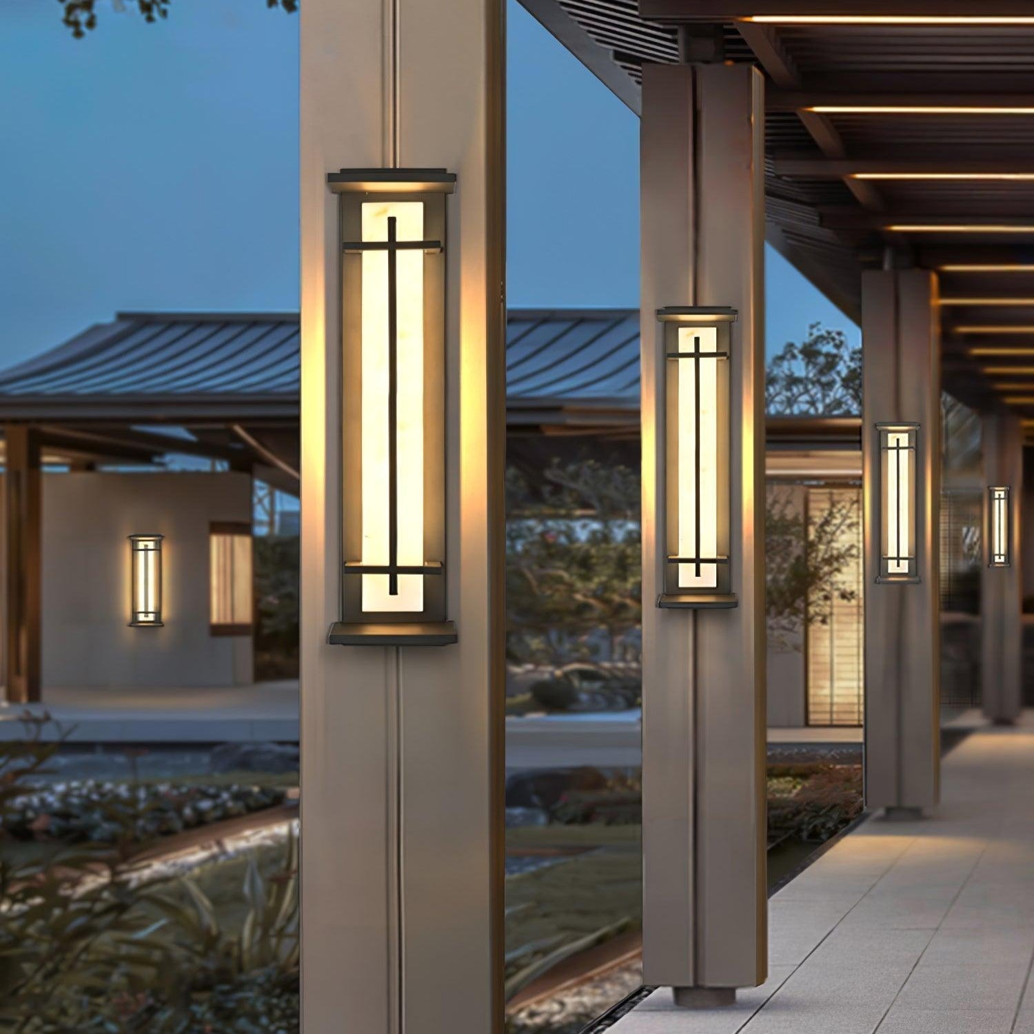 Square Outdoor Wall Light Imitation Alabaster Waterproof - Lamp Outdoor
