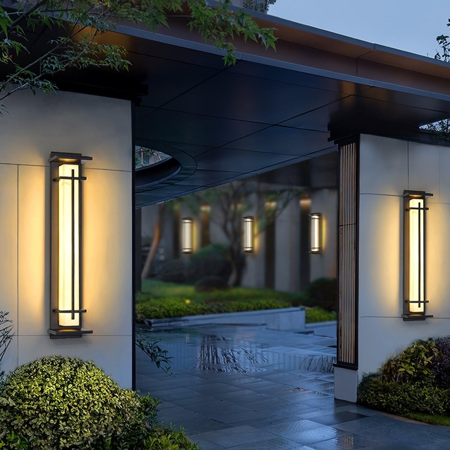 Square Outdoor Wall Light Imitation Alabaster Waterproof - Lamp Outdoor