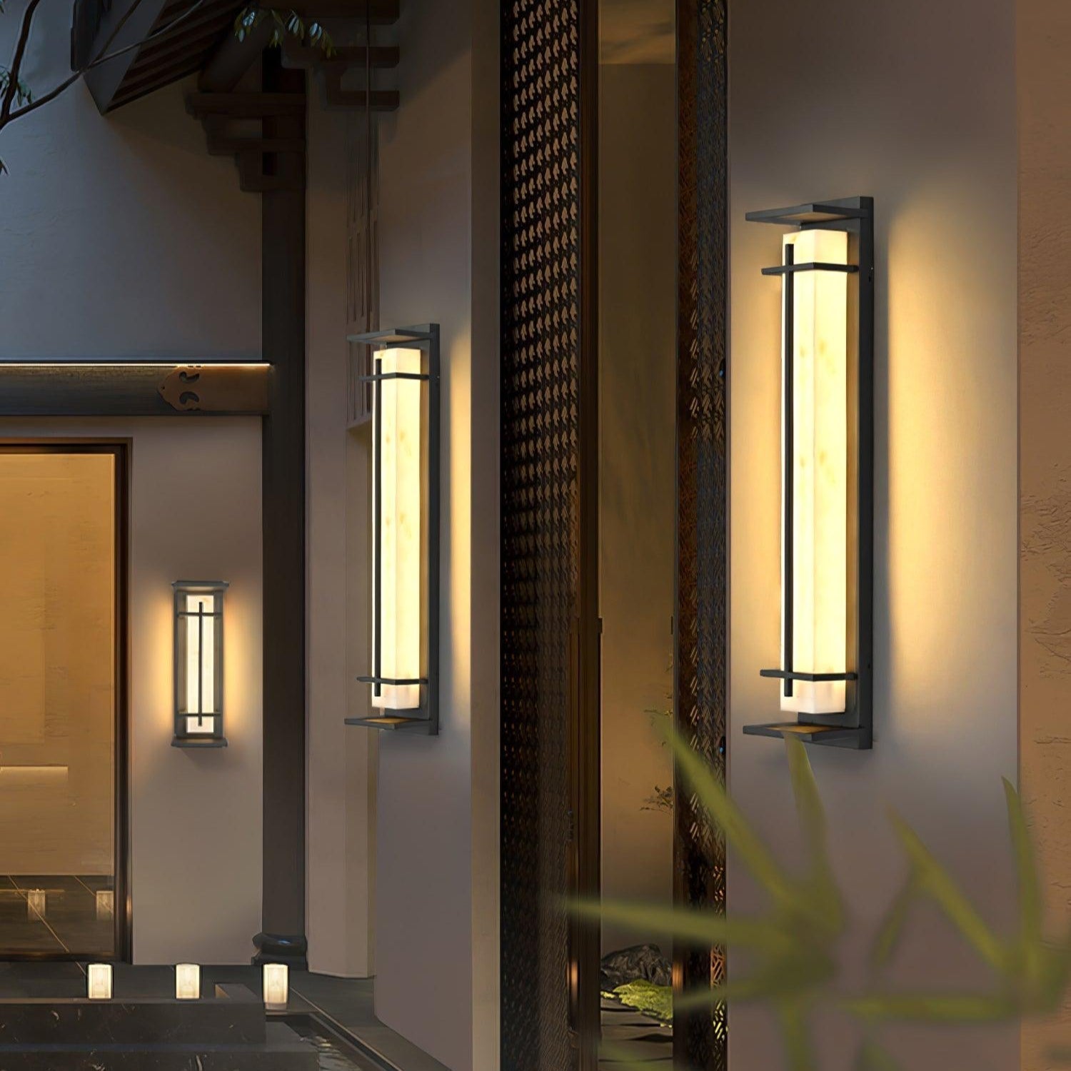Square Outdoor Wall Light Imitation Alabaster Waterproof - Lamp Outdoor