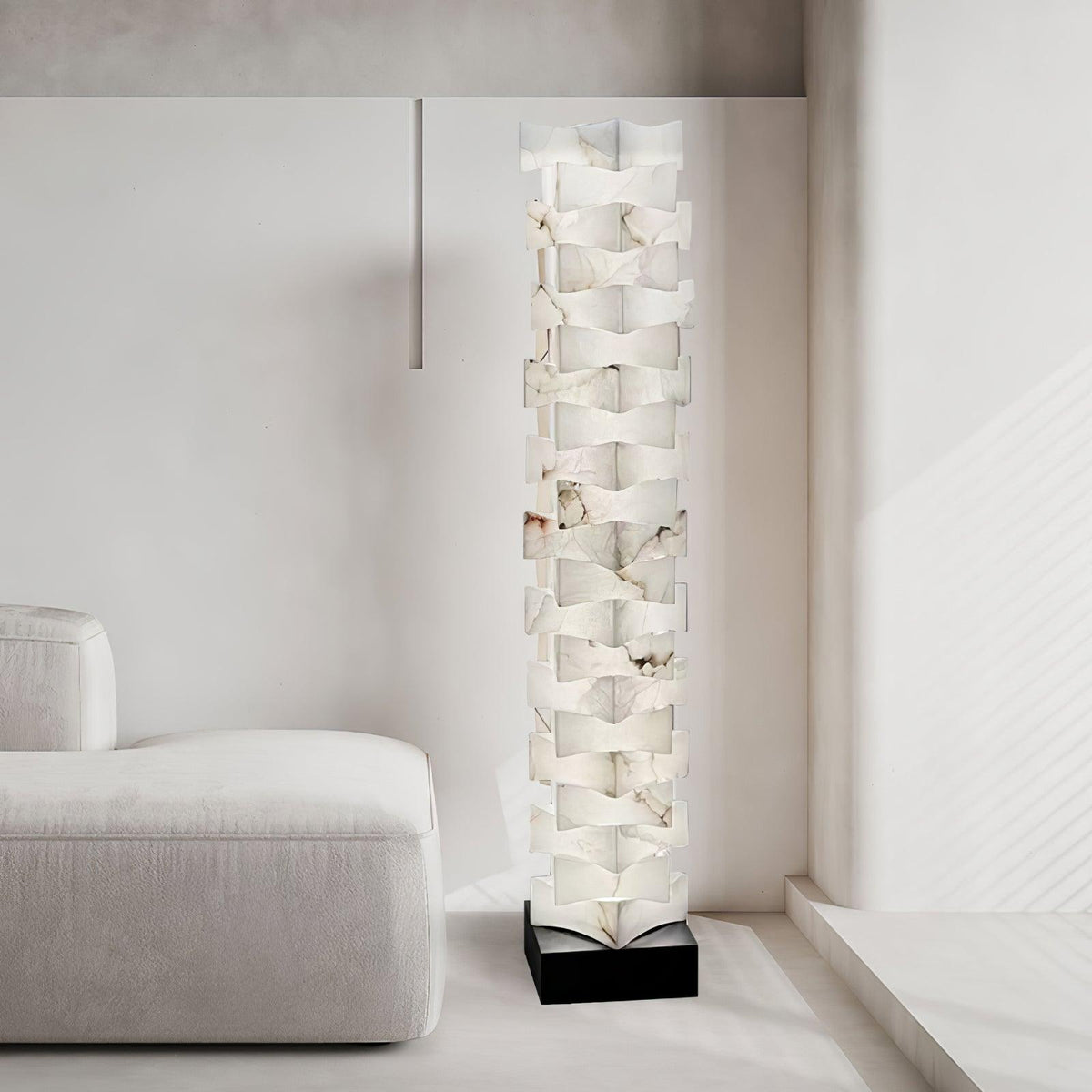 Stacked Sculptural Alabaster Floor Light