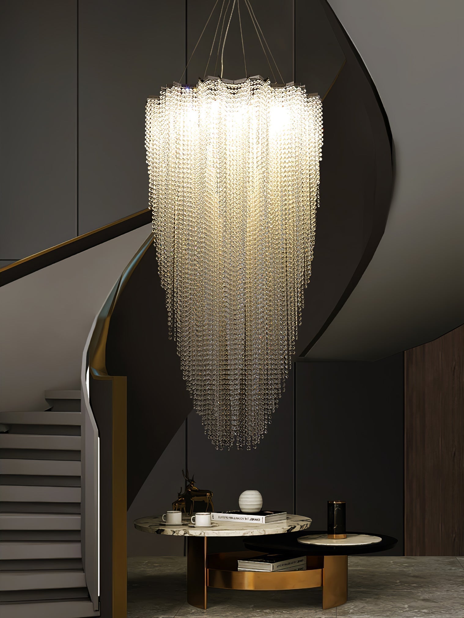 Zashayra Crystal Column Chandelier - Lamp Outdoor