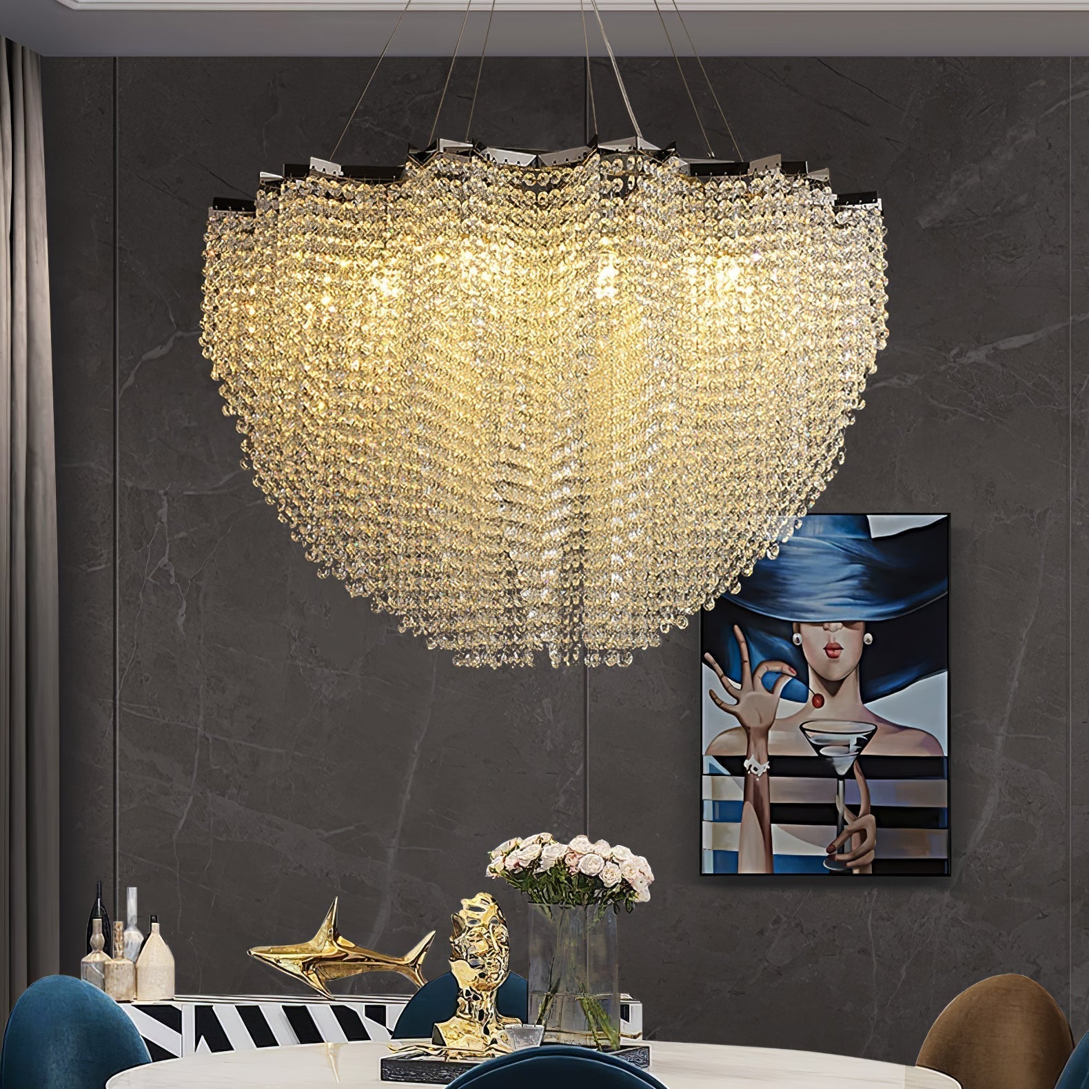 Zashayra Crystal Column Chandelier - Lamp Outdoor