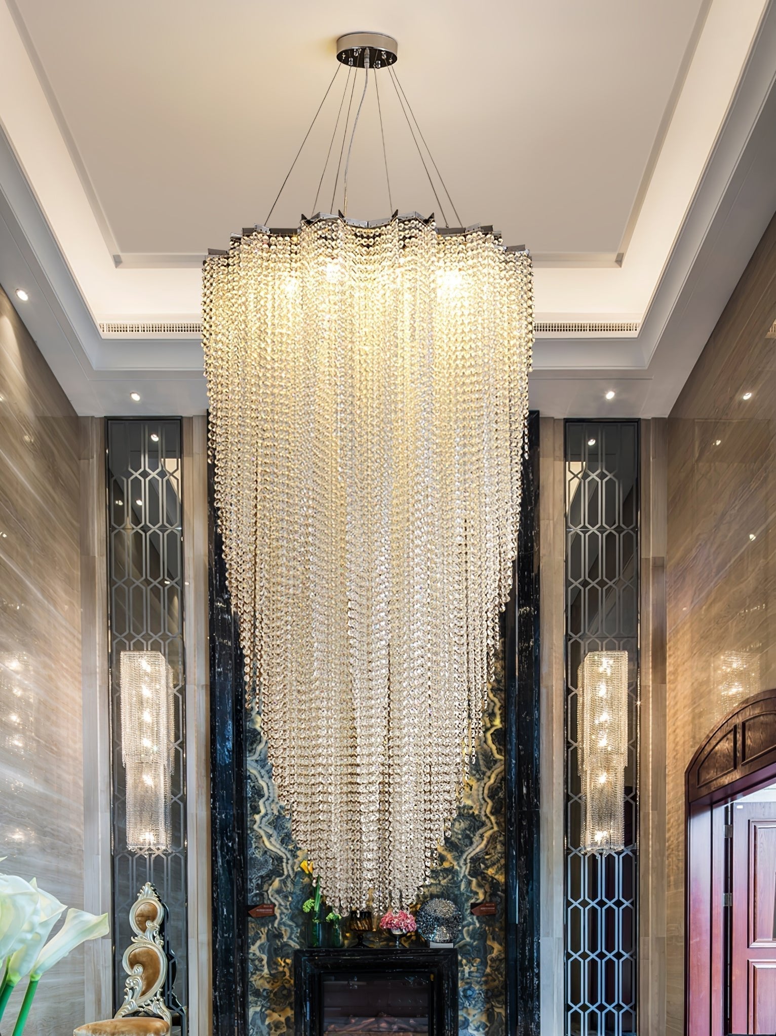Zashayra Crystal Column Chandelier - Lamp Outdoor