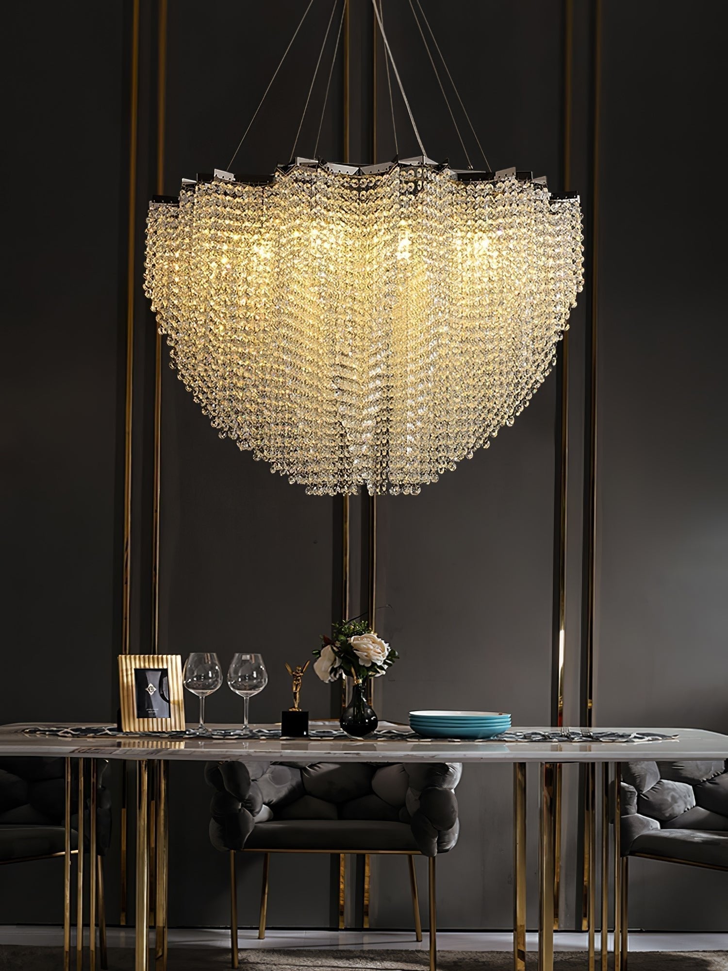 Zashayra Crystal Column Chandelier - Lamp Outdoor