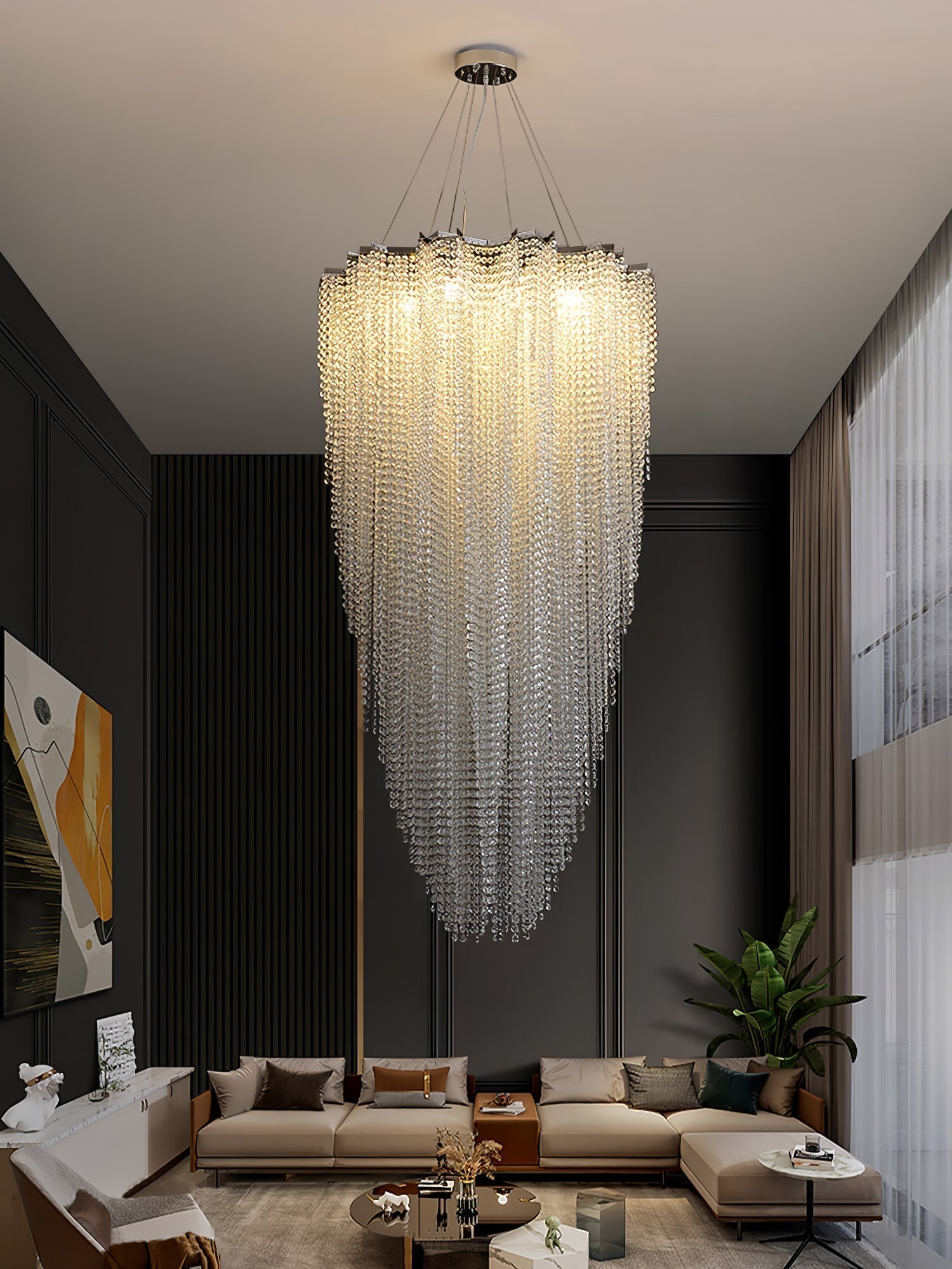 Zashayra Crystal Column Chandelier - Lamp Outdoor