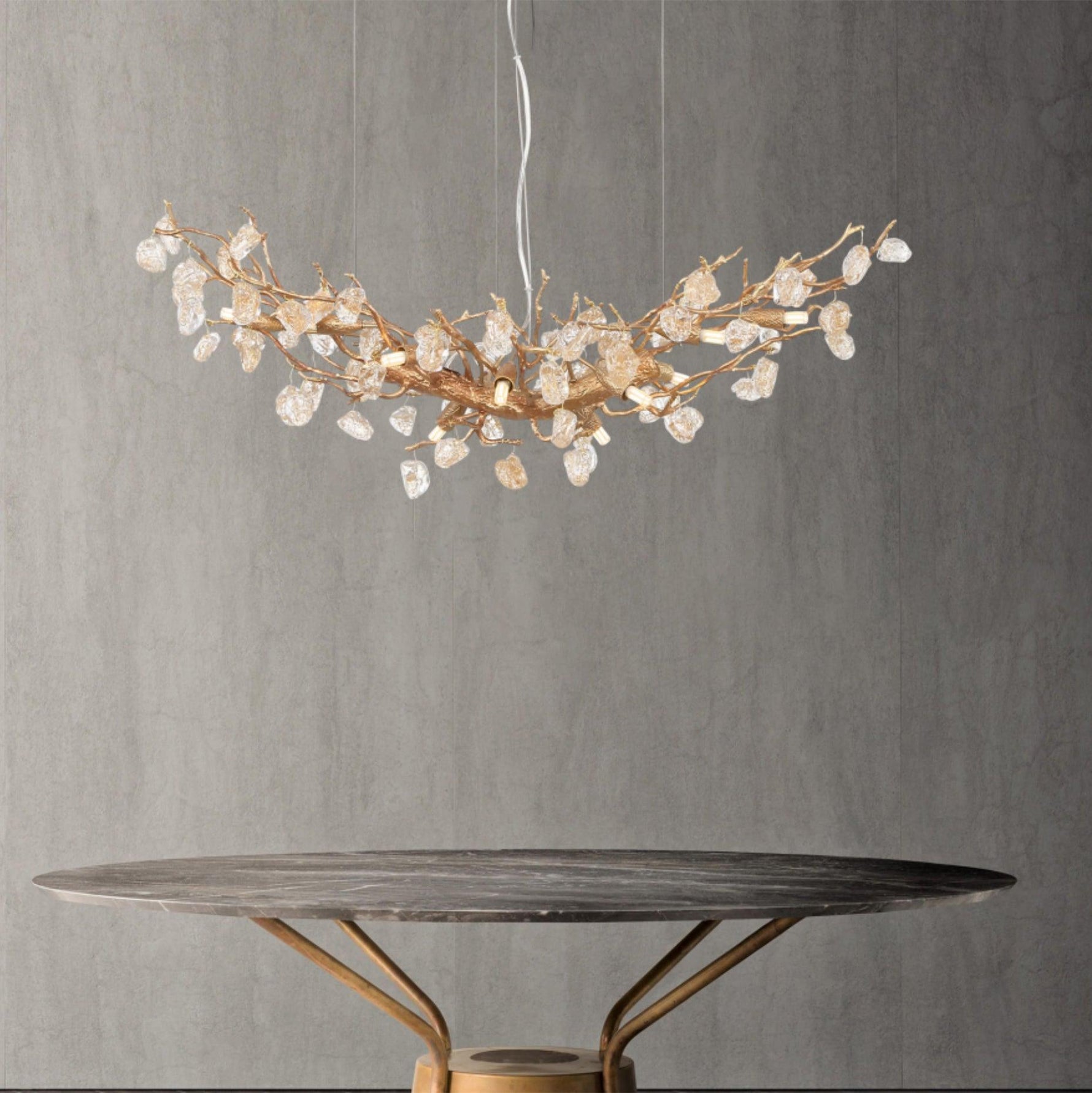 Arborea Brass Branch Crystal Chandelier - Lamp Outdoor