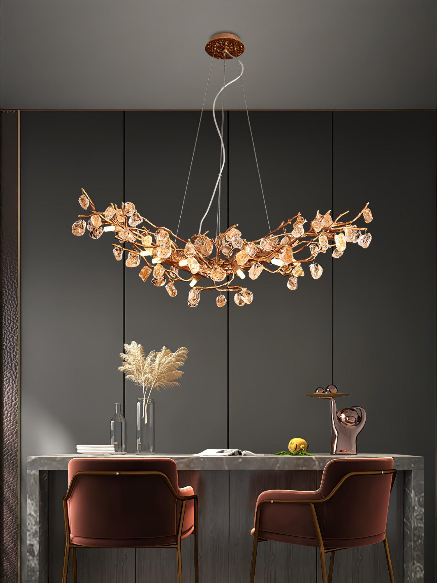 Arborea Brass Branch Crystal Chandelier - Lamp Outdoor
