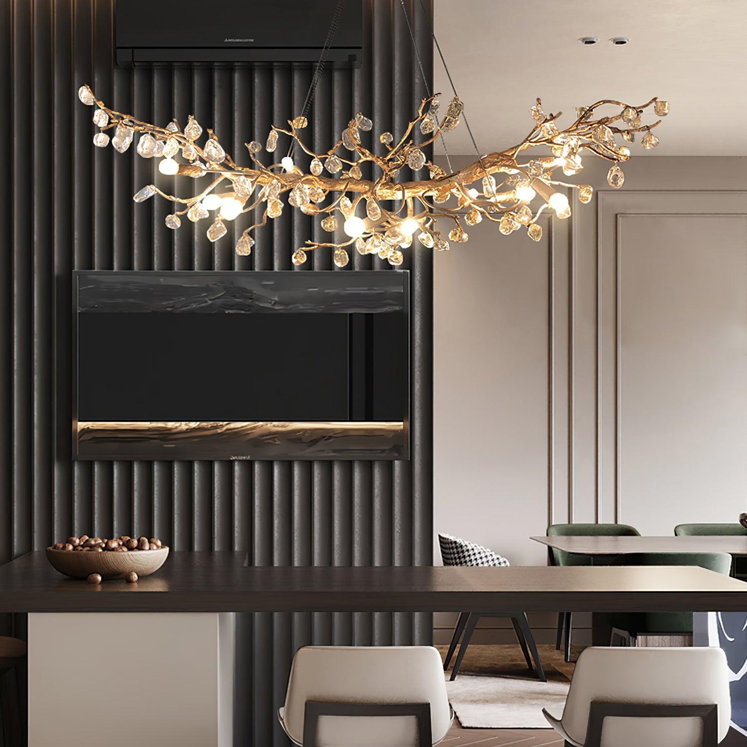 Arborea Brass Branch Crystal Chandelier - Lamp Outdoor