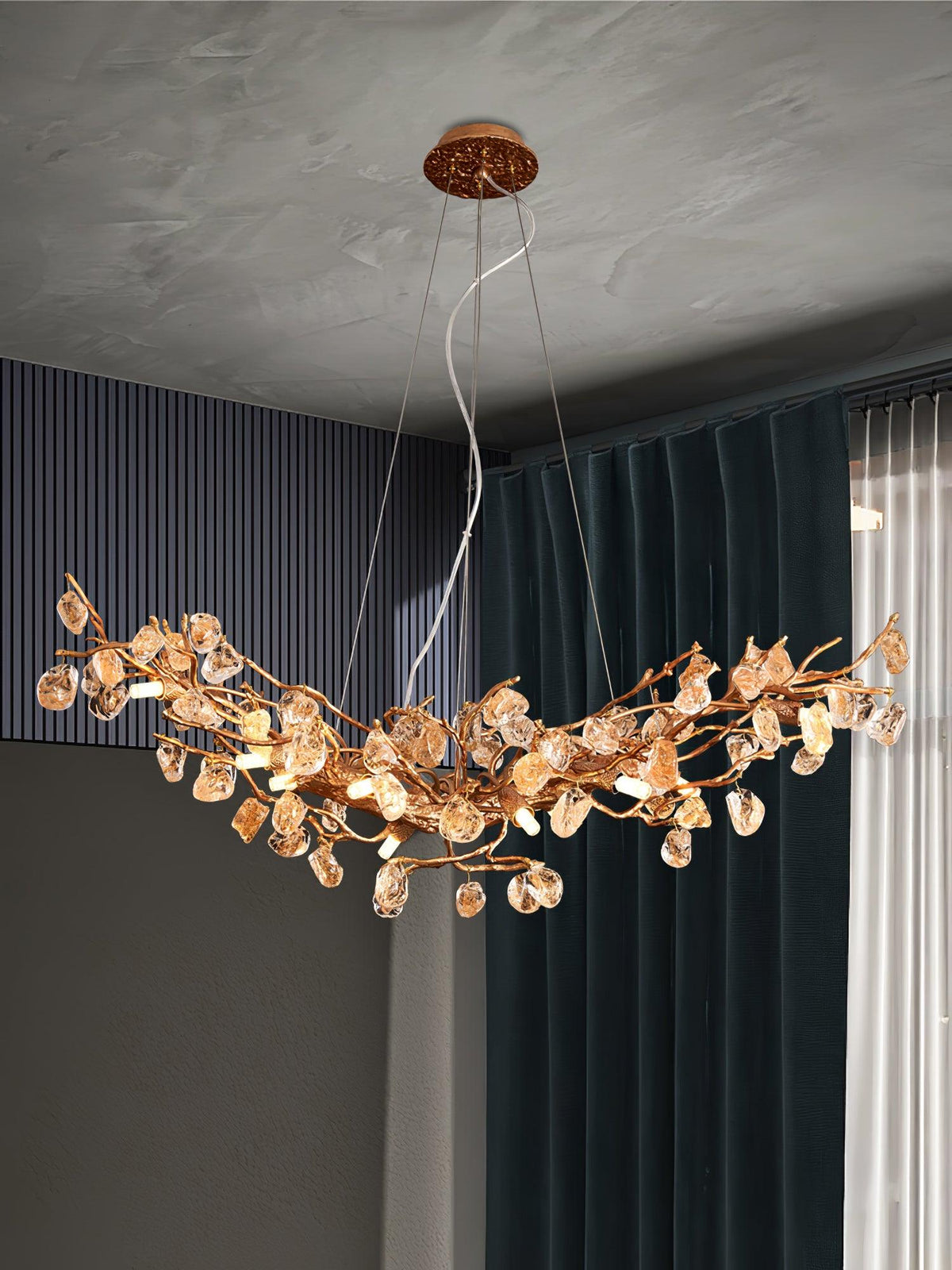 Arborea Brass Branch Crystal Chandelier - Lamp Outdoor
