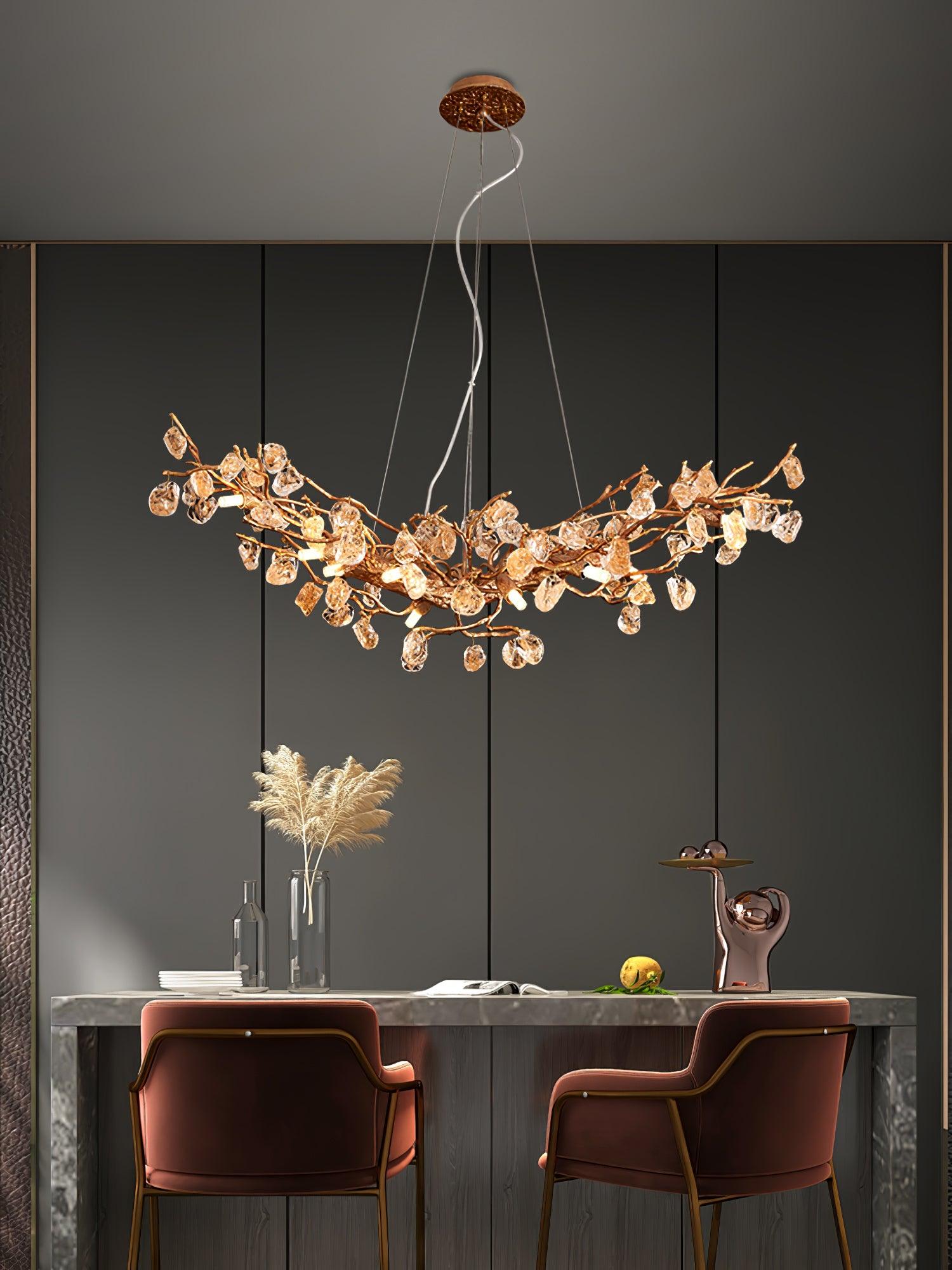 Arborea Brass Branch Crystal Chandelier - Lamp Outdoor
