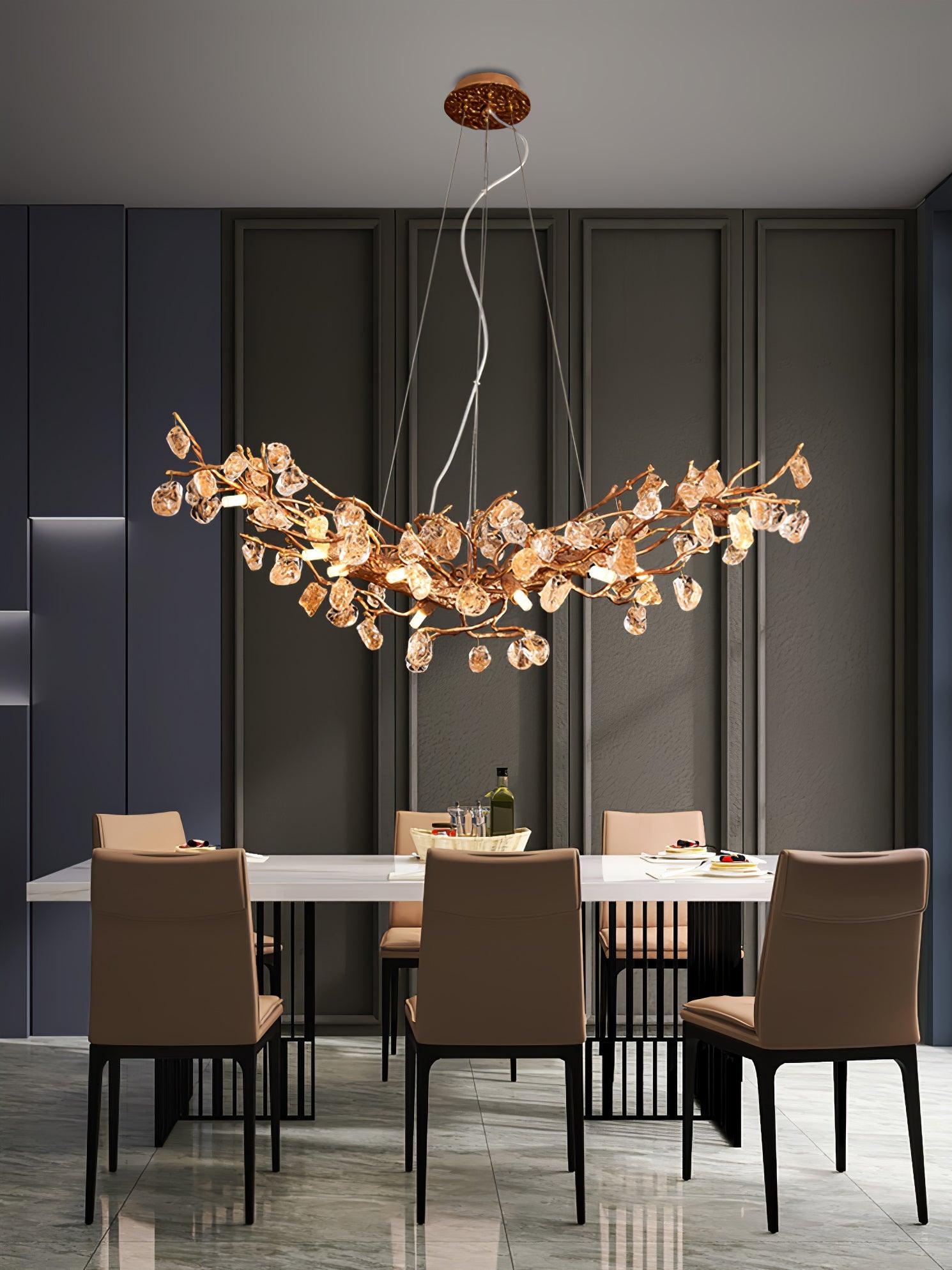 Arborea Brass Branch Crystal Chandelier - Lamp Outdoor