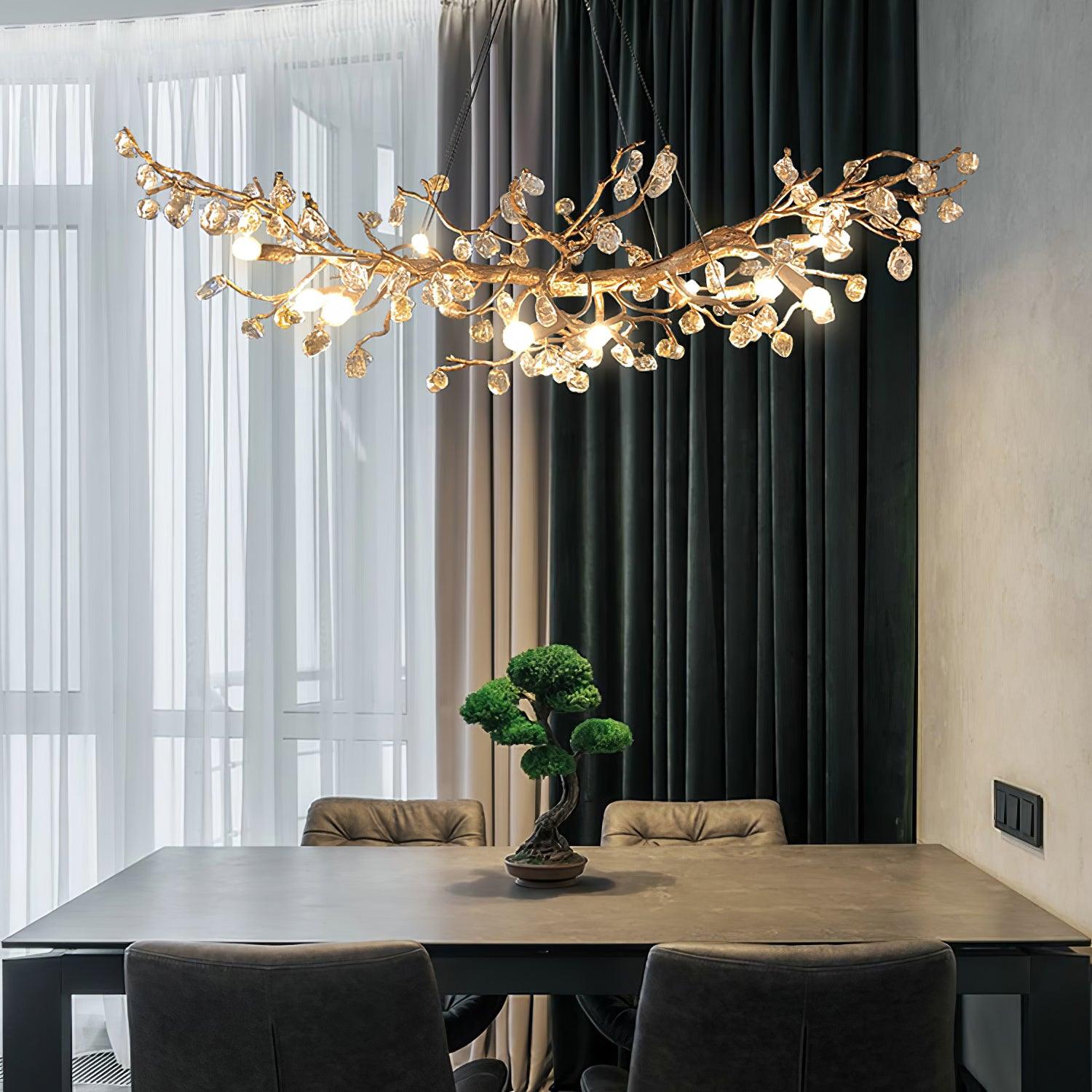 Arborea Brass Branch Crystal Chandelier - Lamp Outdoor