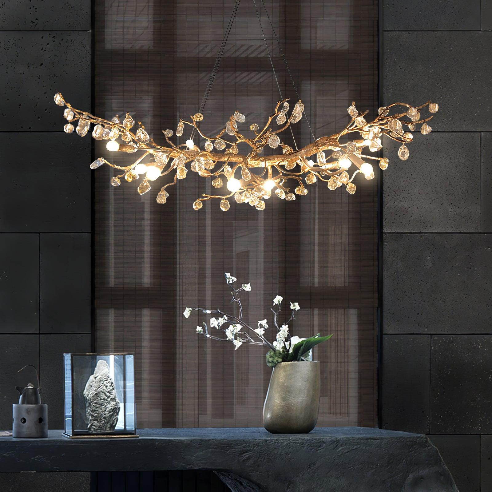 Arborea Brass Branch Crystal Chandelier - Lamp Outdoor