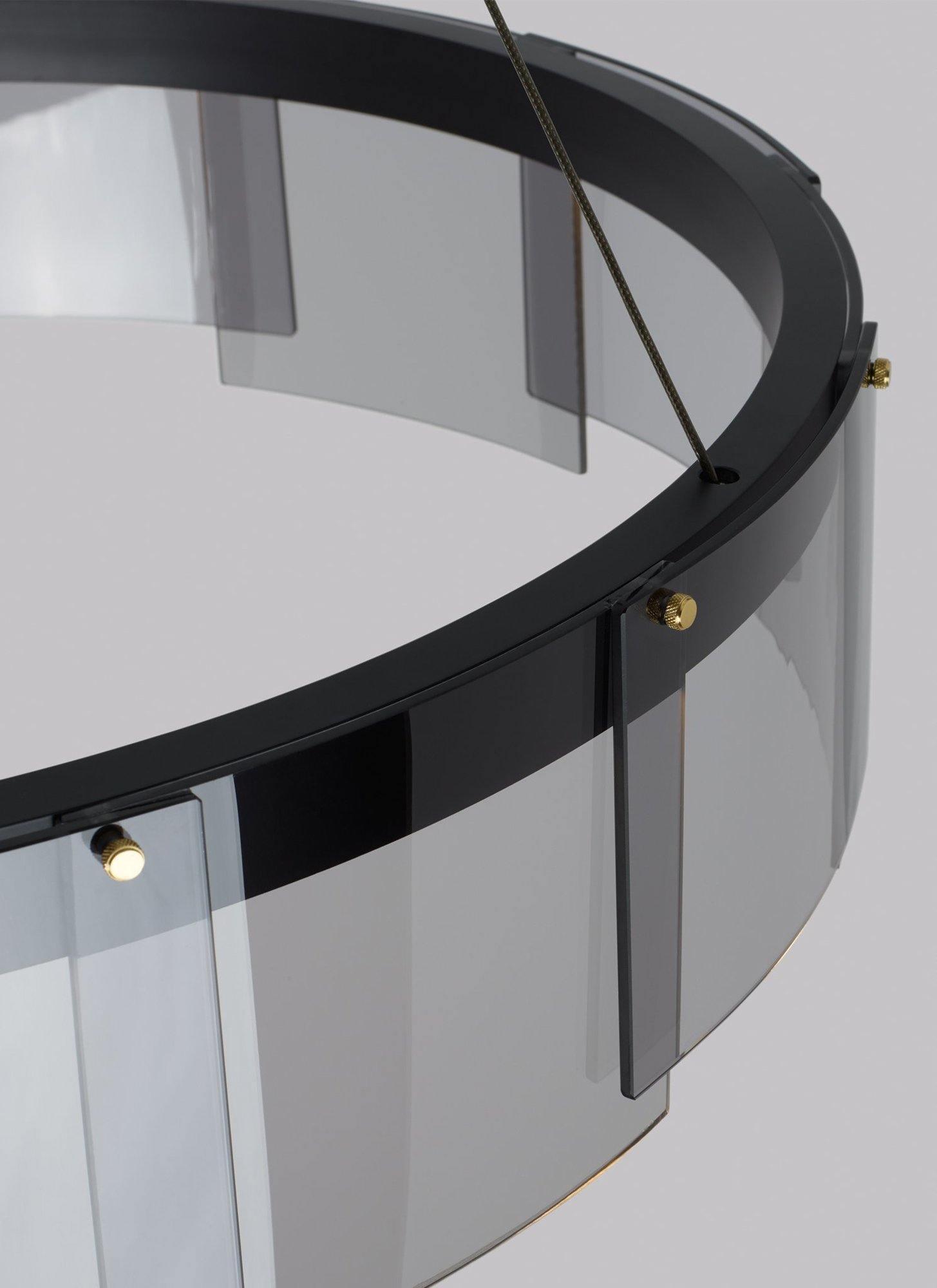 Lustra Chandelier LED Ring Black Glass Modern - Lamp Outdoor