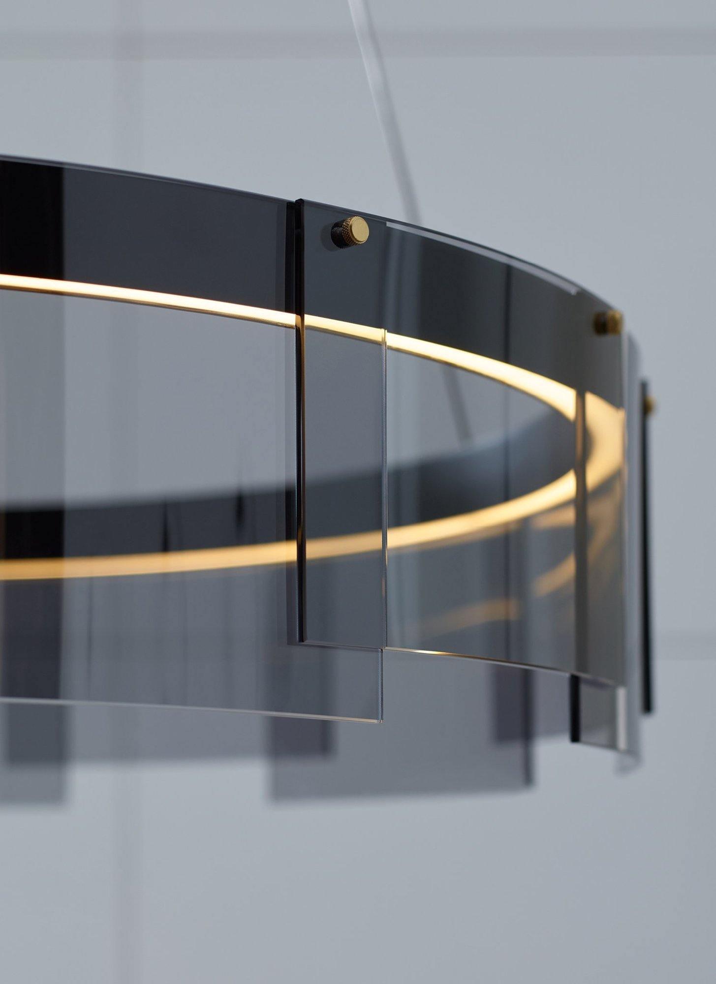 Lustra Chandelier LED Ring Black Glass Modern - Lamp Outdoor
