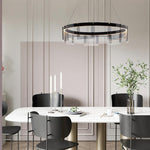 Lustra Chandelier LED Ring Black Glass Modern - Lamp Outdoor