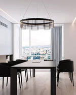 Lustra Chandelier LED Ring Black Glass Modern - Lamp Outdoor