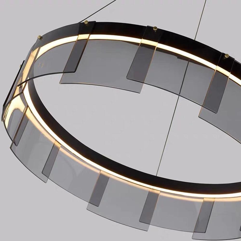 Lustra Chandelier LED Ring Black Glass Modern - Lamp Outdoor