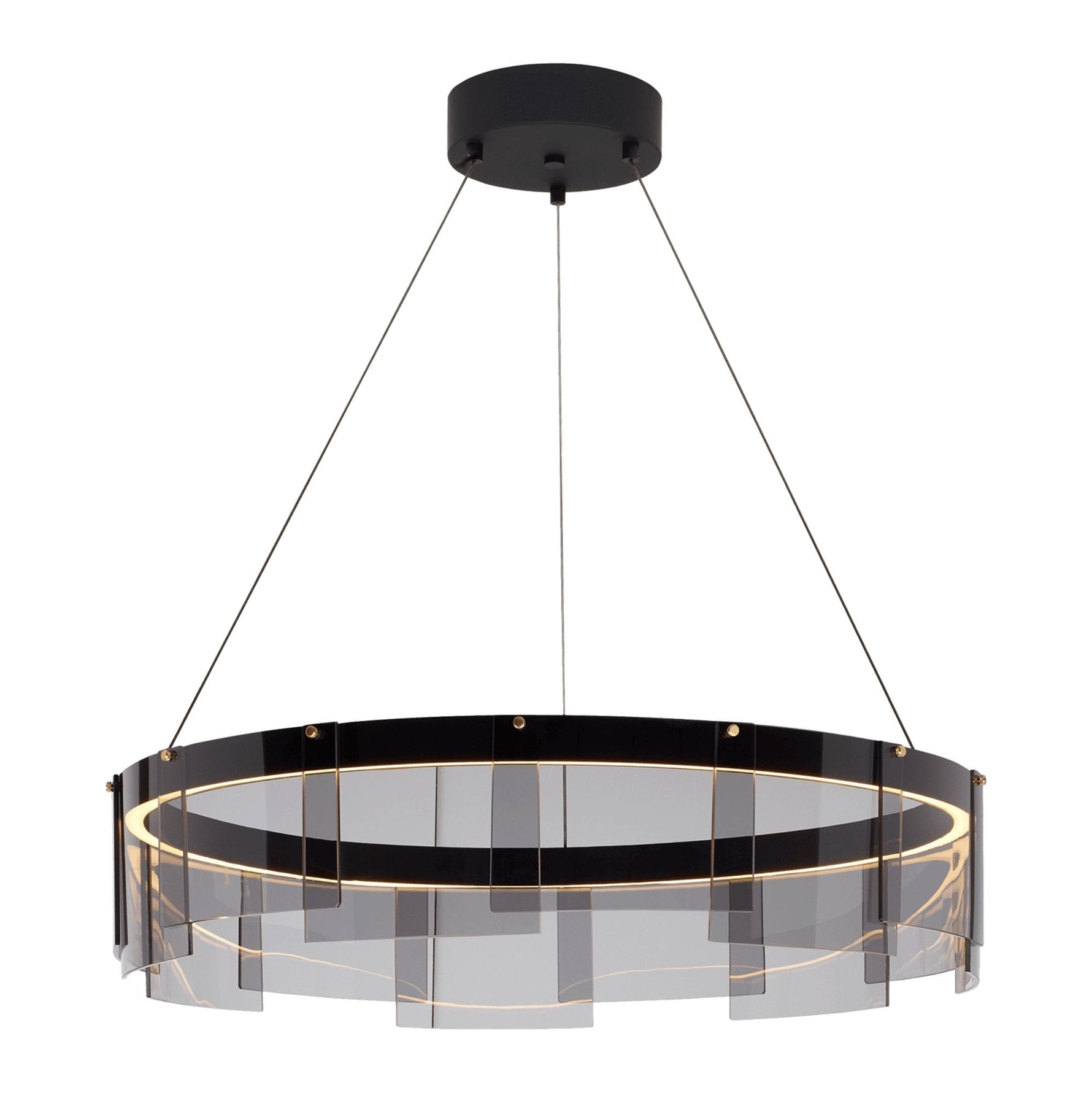 Lustra Chandelier LED Ring Black Glass Modern - Lamp Outdoor