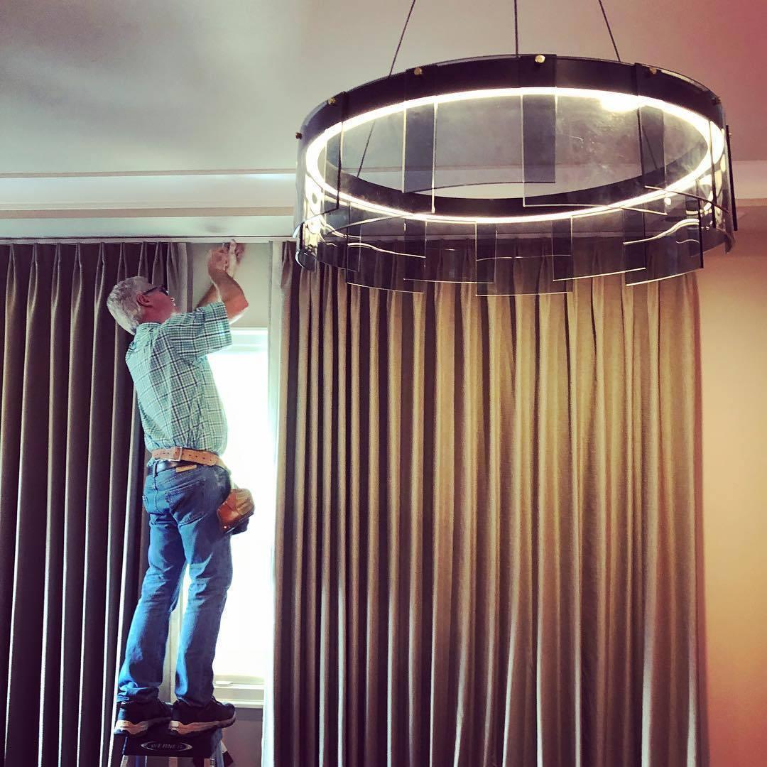 Lustra Chandelier LED Ring Black Glass Modern - Lamp Outdoor