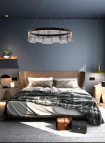 Lustra Chandelier LED Ring Black Glass Modern - Lamp Outdoor