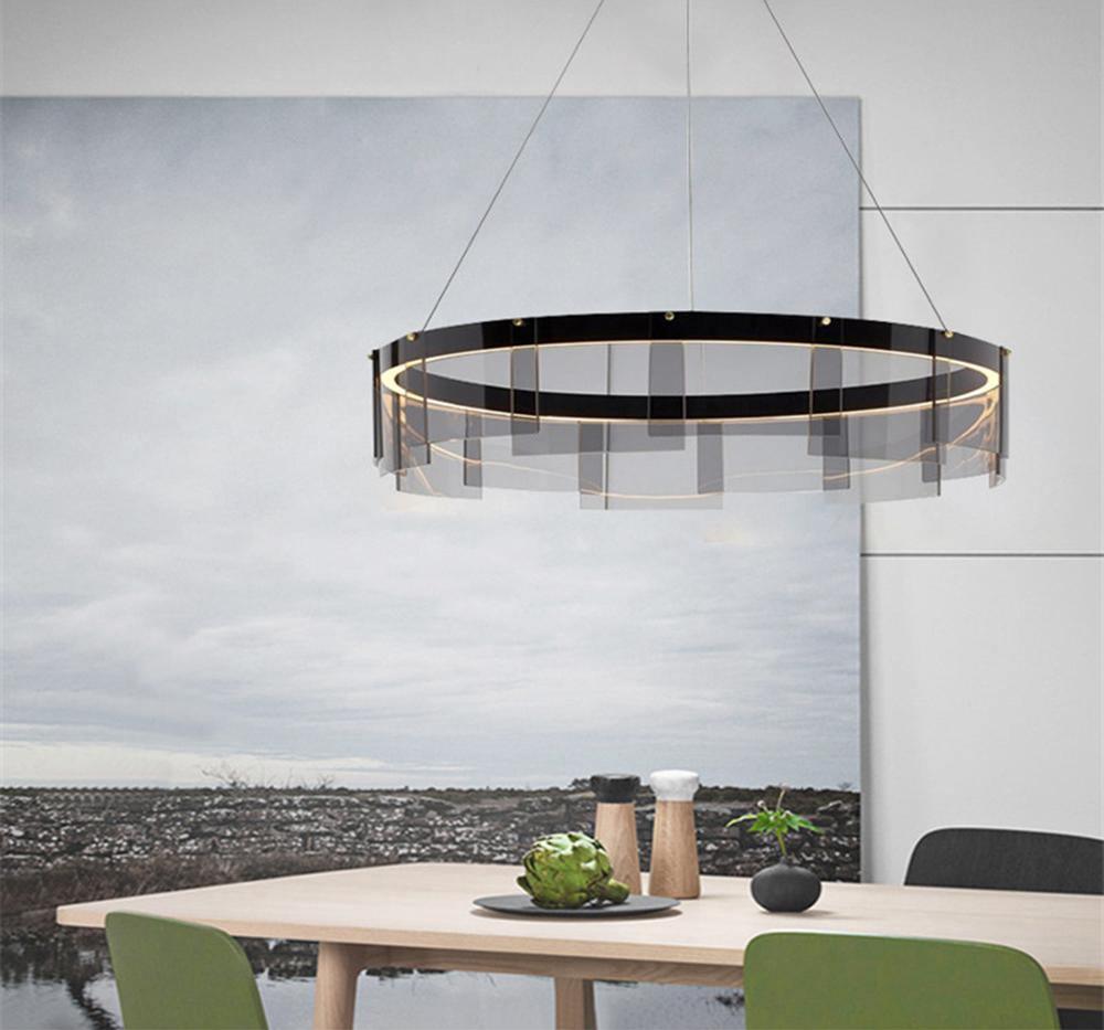 Lustra Chandelier LED Ring Black Glass Modern - Lamp Outdoor