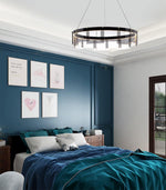 Lustra Chandelier LED Ring Black Glass Modern - Lamp Outdoor