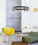 Lustra Chandelier LED Ring Black Glass Modern - Lamp Outdoor