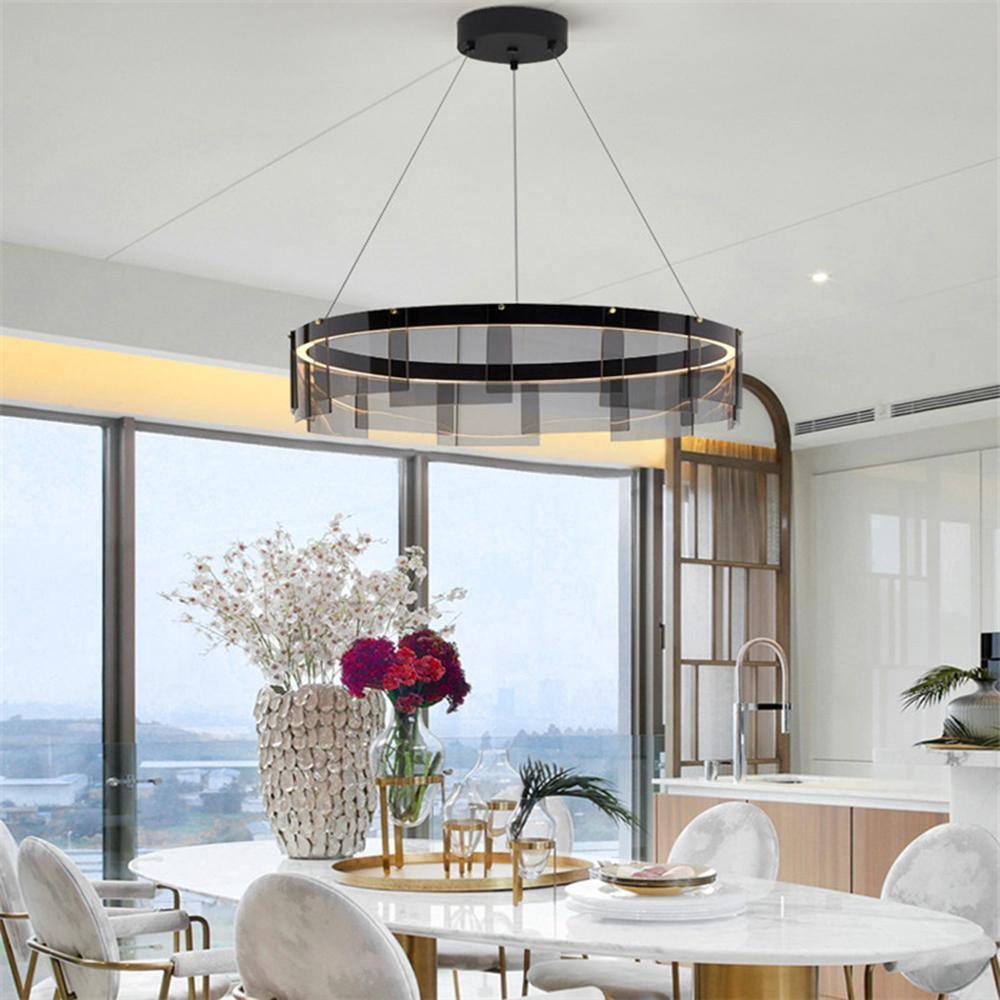 Lustra Chandelier LED Ring Black Glass Modern - Lamp Outdoor
