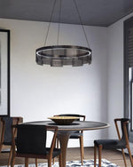 Lustra Chandelier LED Ring Black Glass Modern - Lamp Outdoor