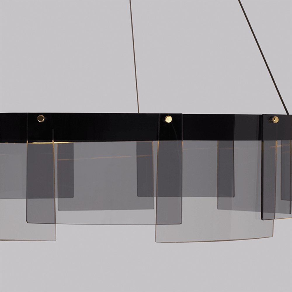 Lustra Chandelier LED Ring Black Glass Modern - Lamp Outdoor