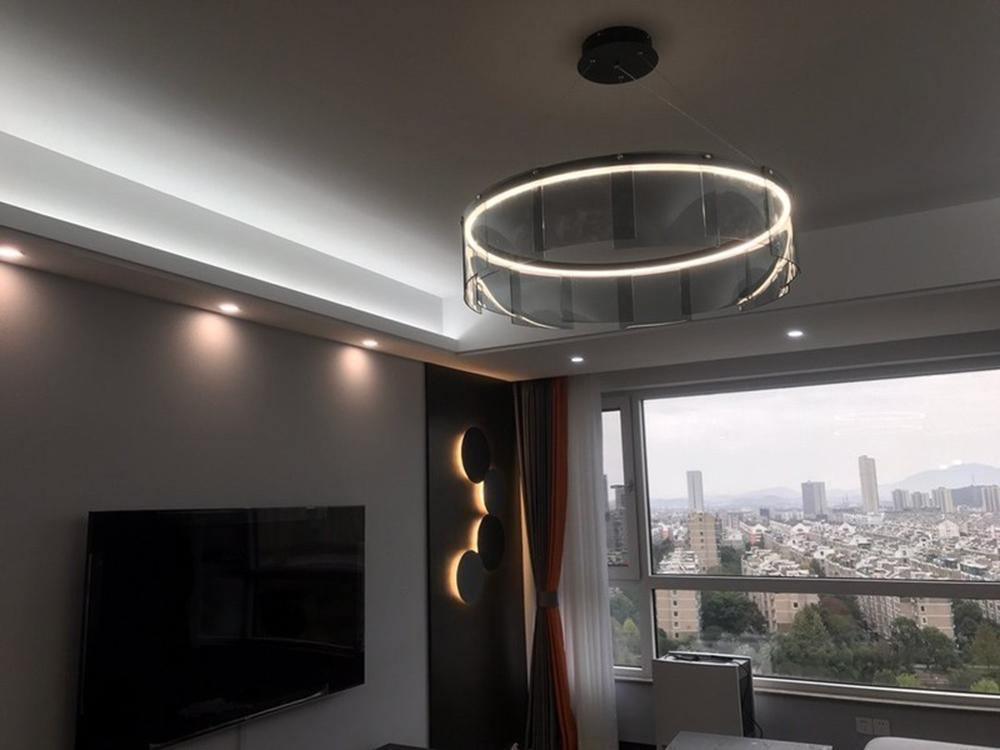 Lustra Chandelier LED Ring Black Glass Modern - Lamp Outdoor