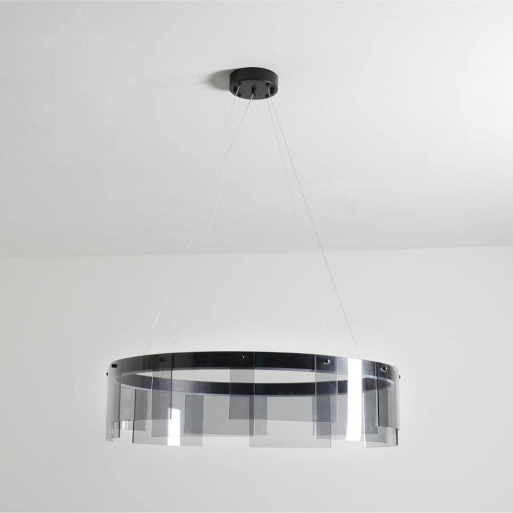 Lustra Chandelier LED Ring Black Glass Modern - Lamp Outdoor