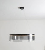 Lustra Chandelier LED Ring Black Glass Modern - Lamp Outdoor