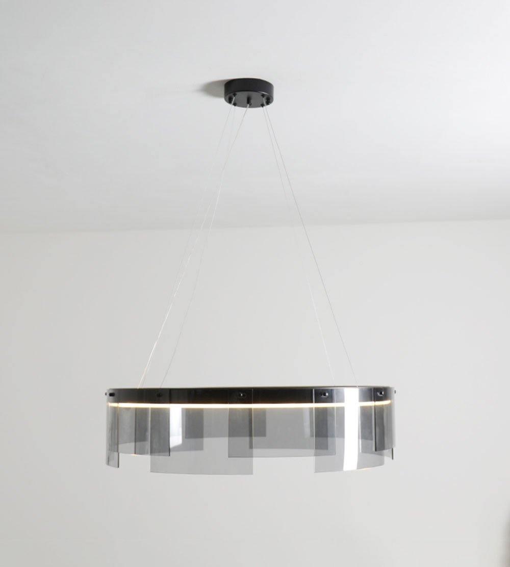Lustra Chandelier LED Ring Black Glass Modern - Lamp Outdoor