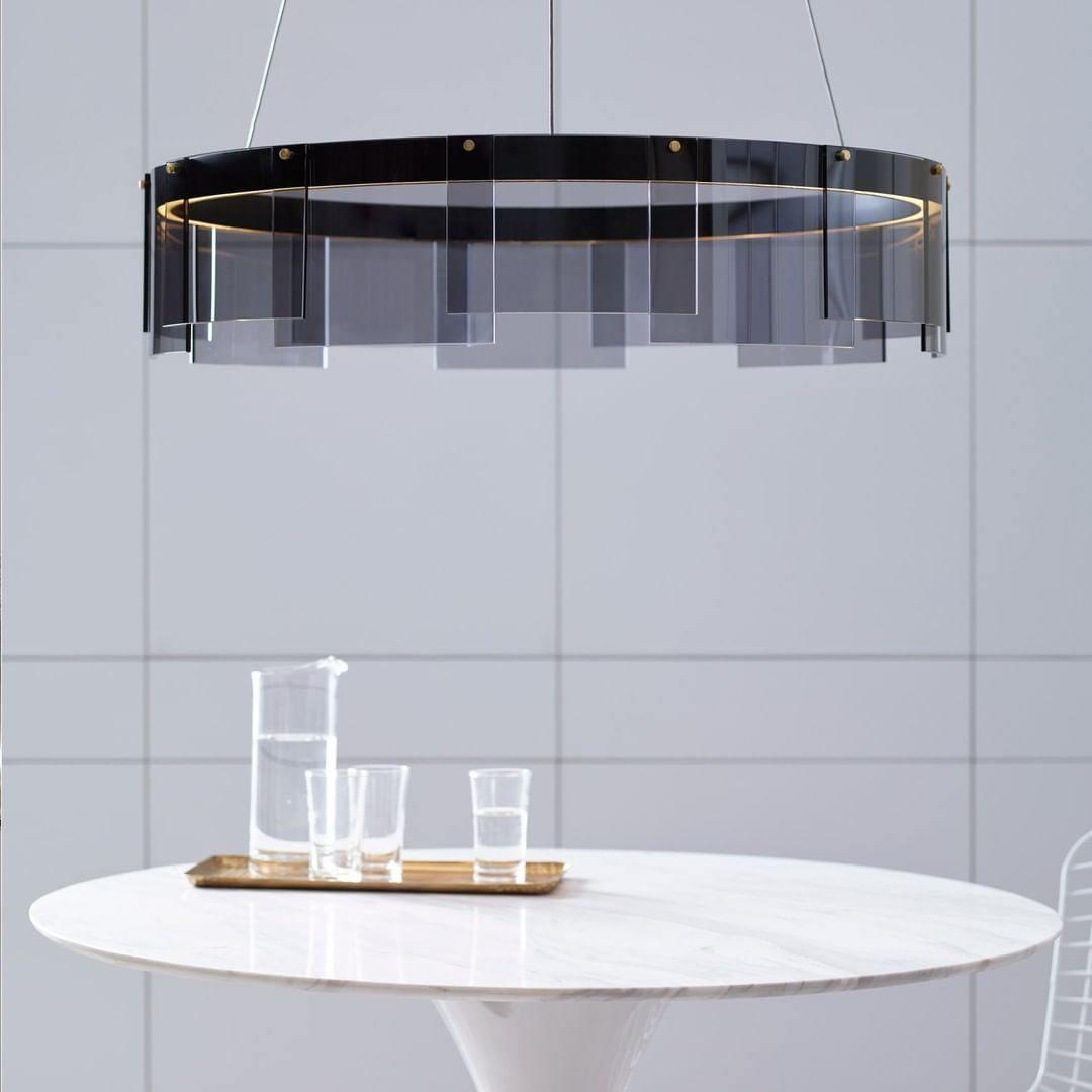 Lustra Chandelier LED Ring Black Glass Modern - Lamp Outdoor
