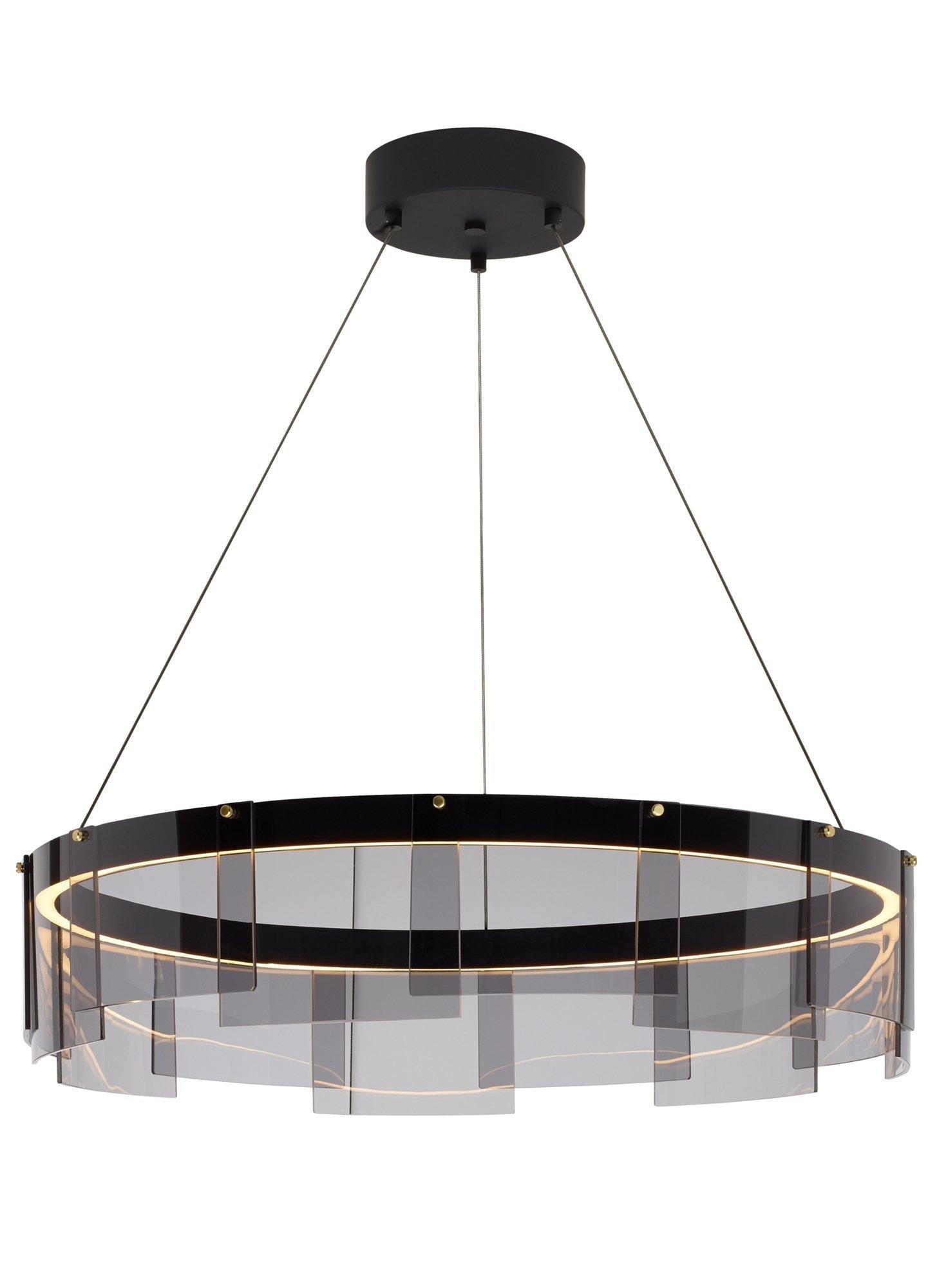 Lustra Chandelier LED Ring Black Glass Modern - Lamp Outdoor
