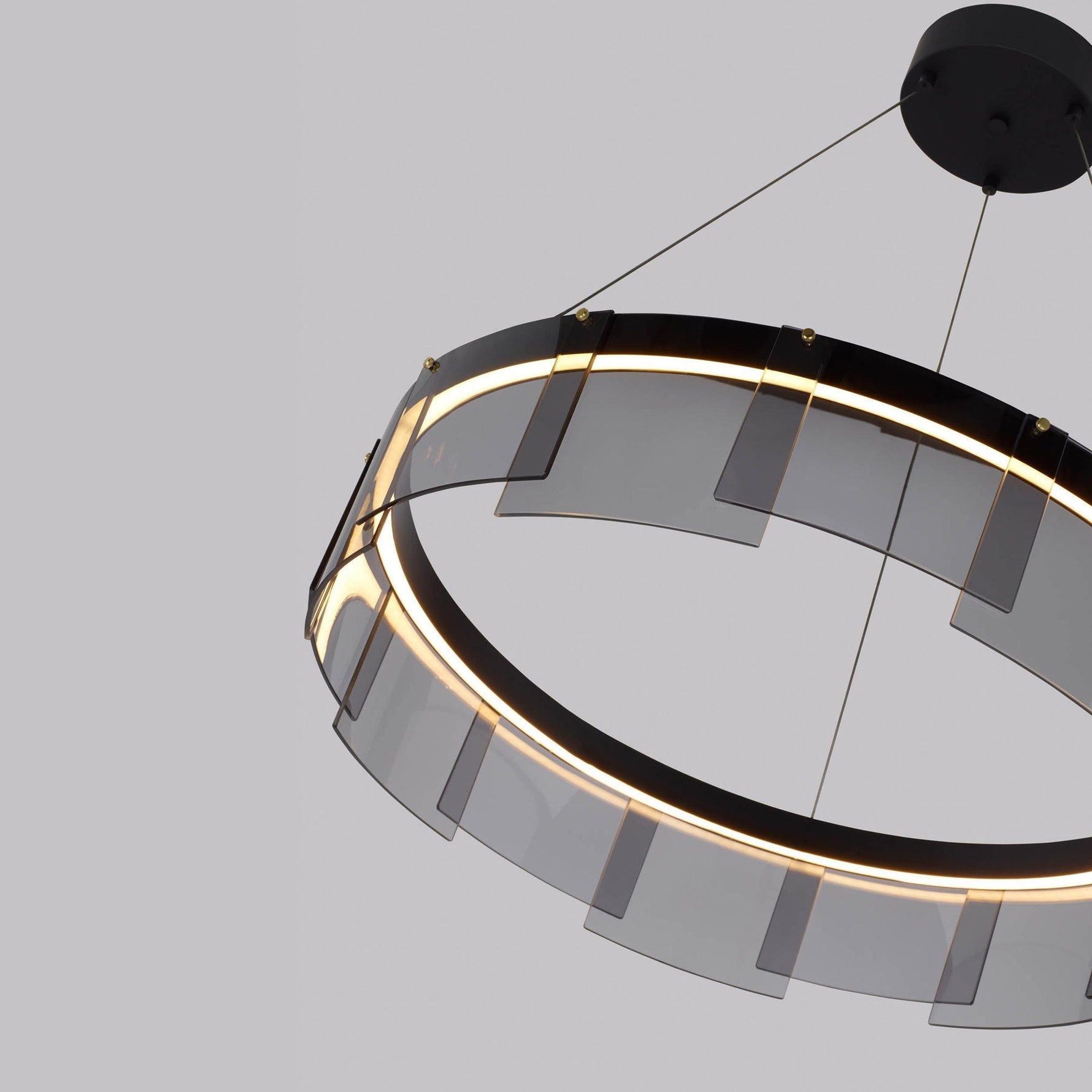 Lustra Chandelier LED Ring Black Glass Modern - Lamp Outdoor
