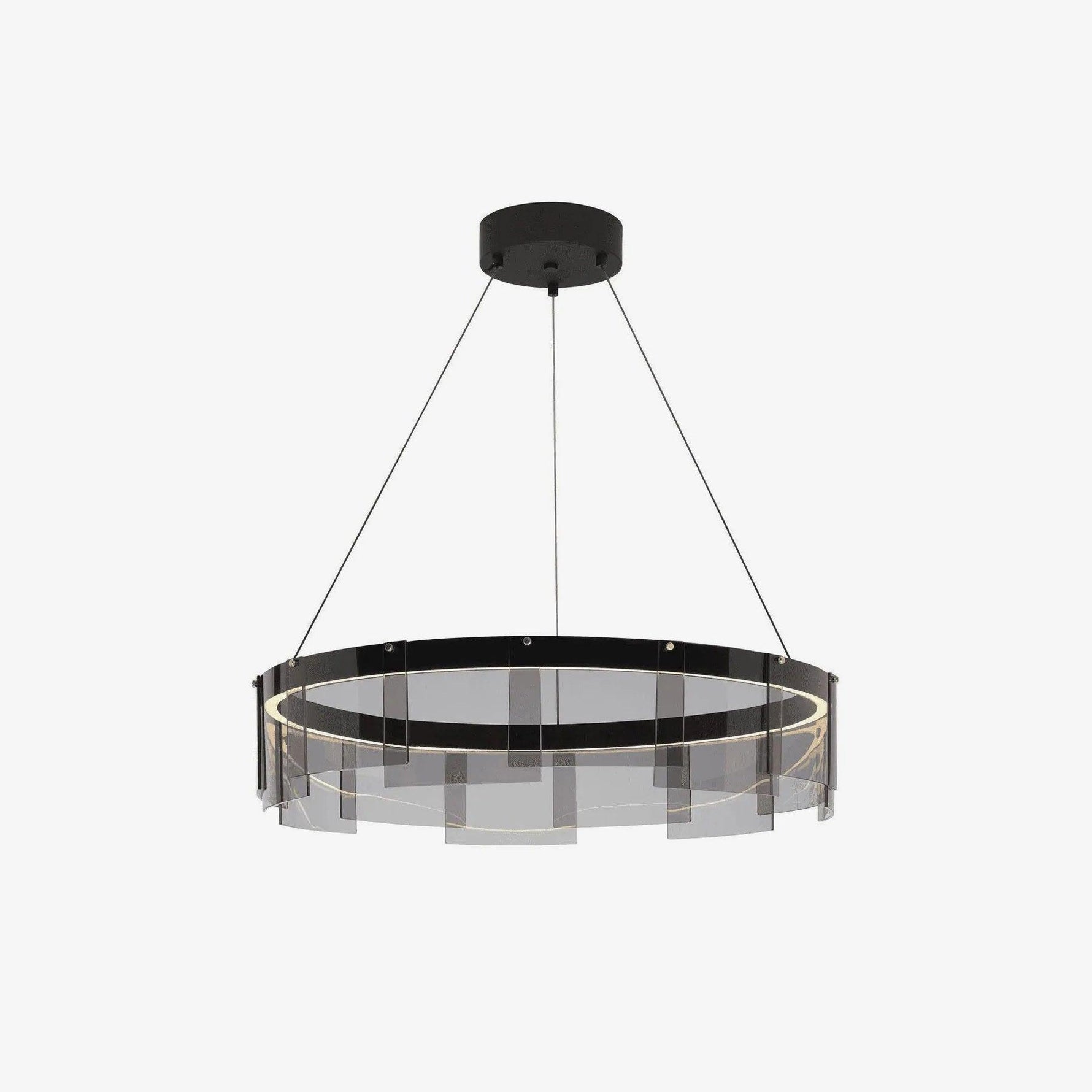 Lustra Chandelier LED Ring Black Glass Modern - Lamp Outdoor