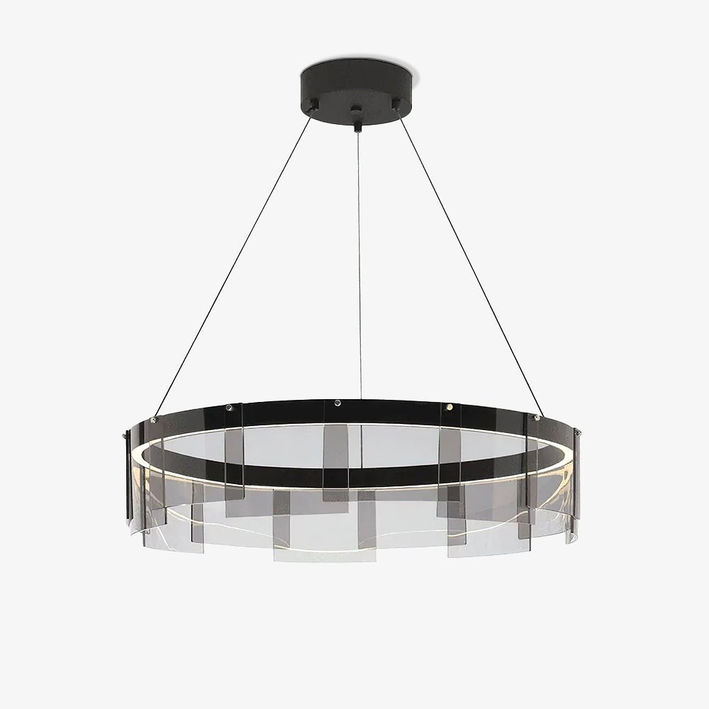 Lustra Chandelier LED Ring Black Glass Modern - Lamp Outdoor