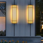 Retro Vertical Stripe Grid LED Waterproof Brown Outdoor Wall Lamp - Lamp Outdoor