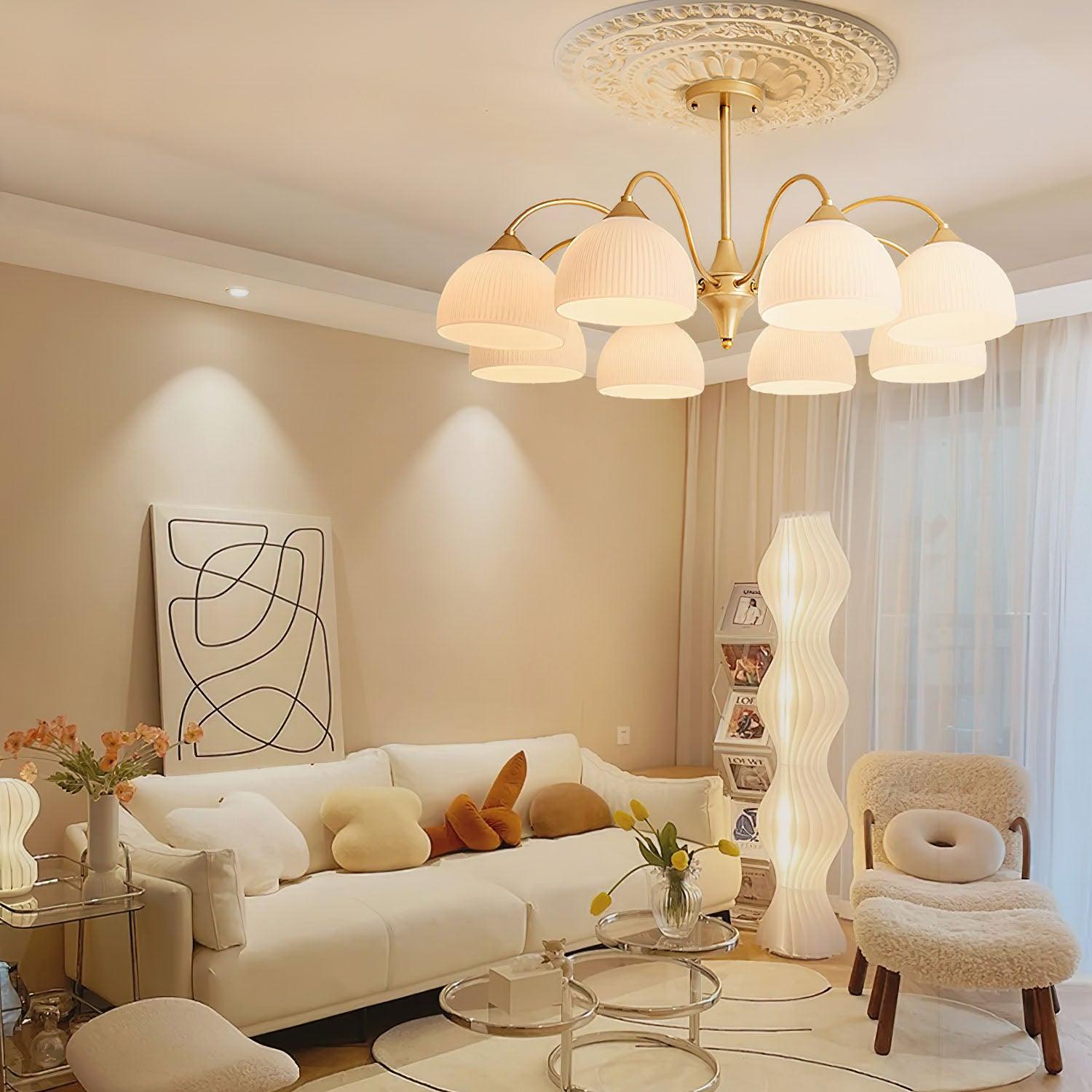 Striped Glass Bowl Chandelier - Lamp Outdoor