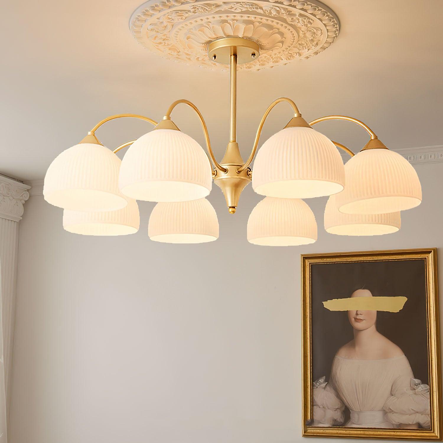 Striped Glass Bowl Chandelier - Lamp Outdoor