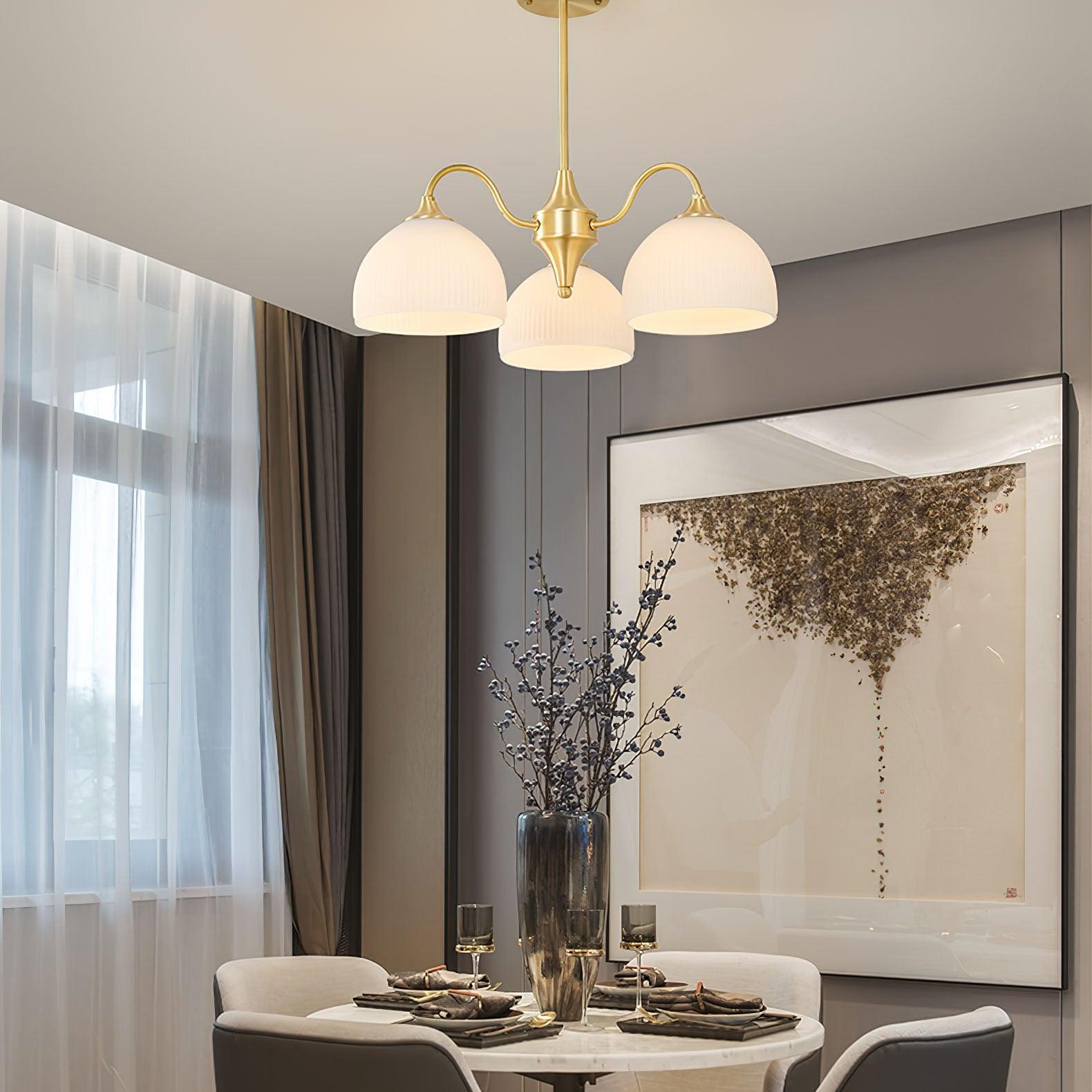 Striped Glass Bowl Chandelier - Lamp Outdoor