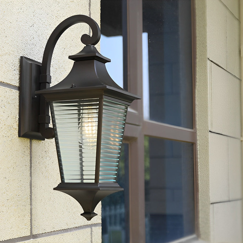 Retro Waterproof Creative Stripes Glass Shade Modern Outdoor Wall Light - Lamp Outdoor