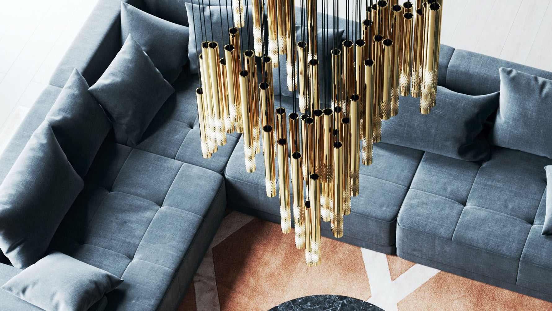 Ovynira Gold Rod Chandelier - Lamp Outdoor