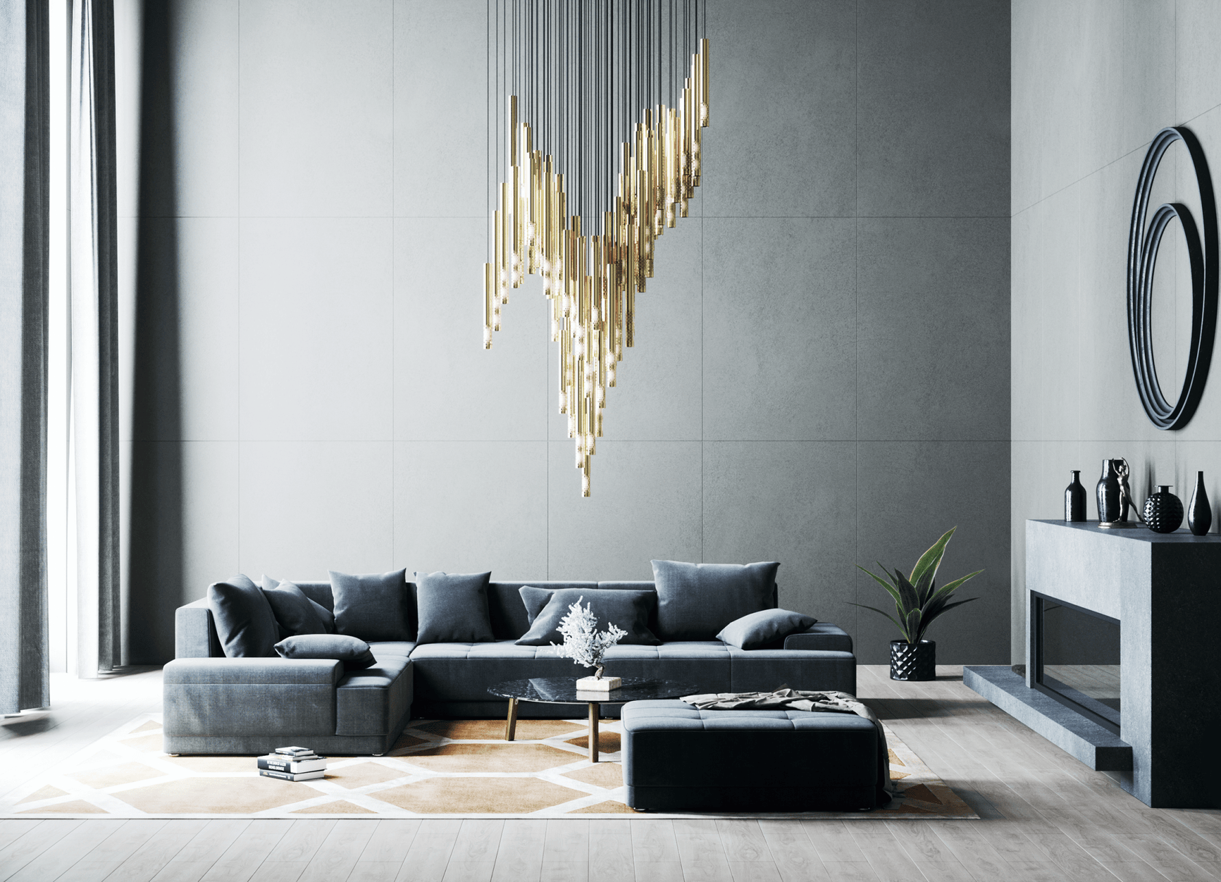 Ovynira Gold Rod Chandelier - Lamp Outdoor