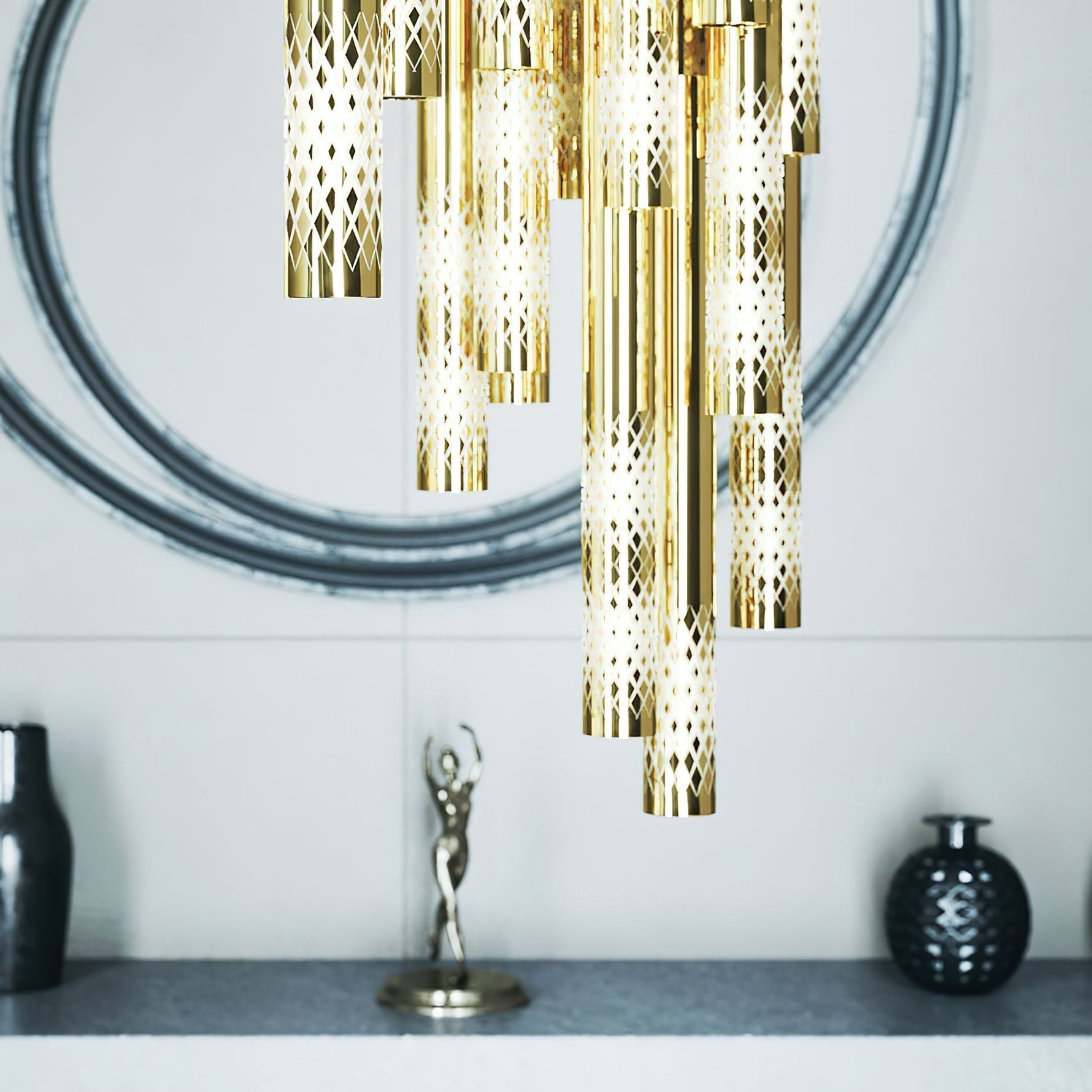 Ovynira Gold Rod Chandelier - Lamp Outdoor