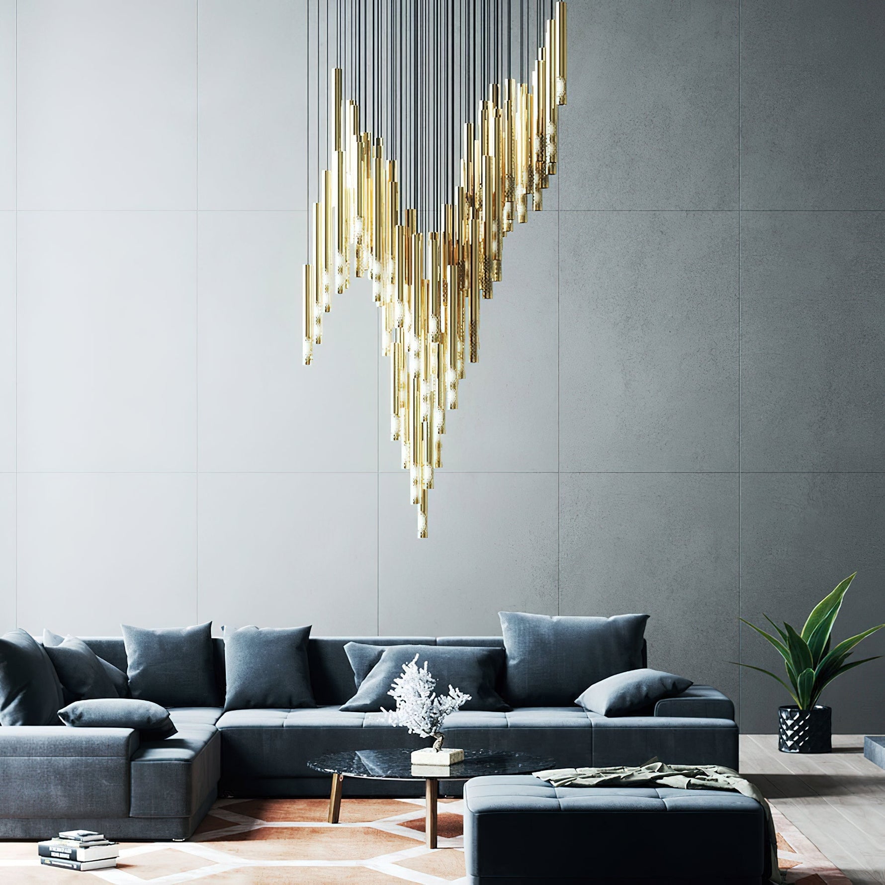 Ovynira Gold Rod Chandelier - Lamp Outdoor