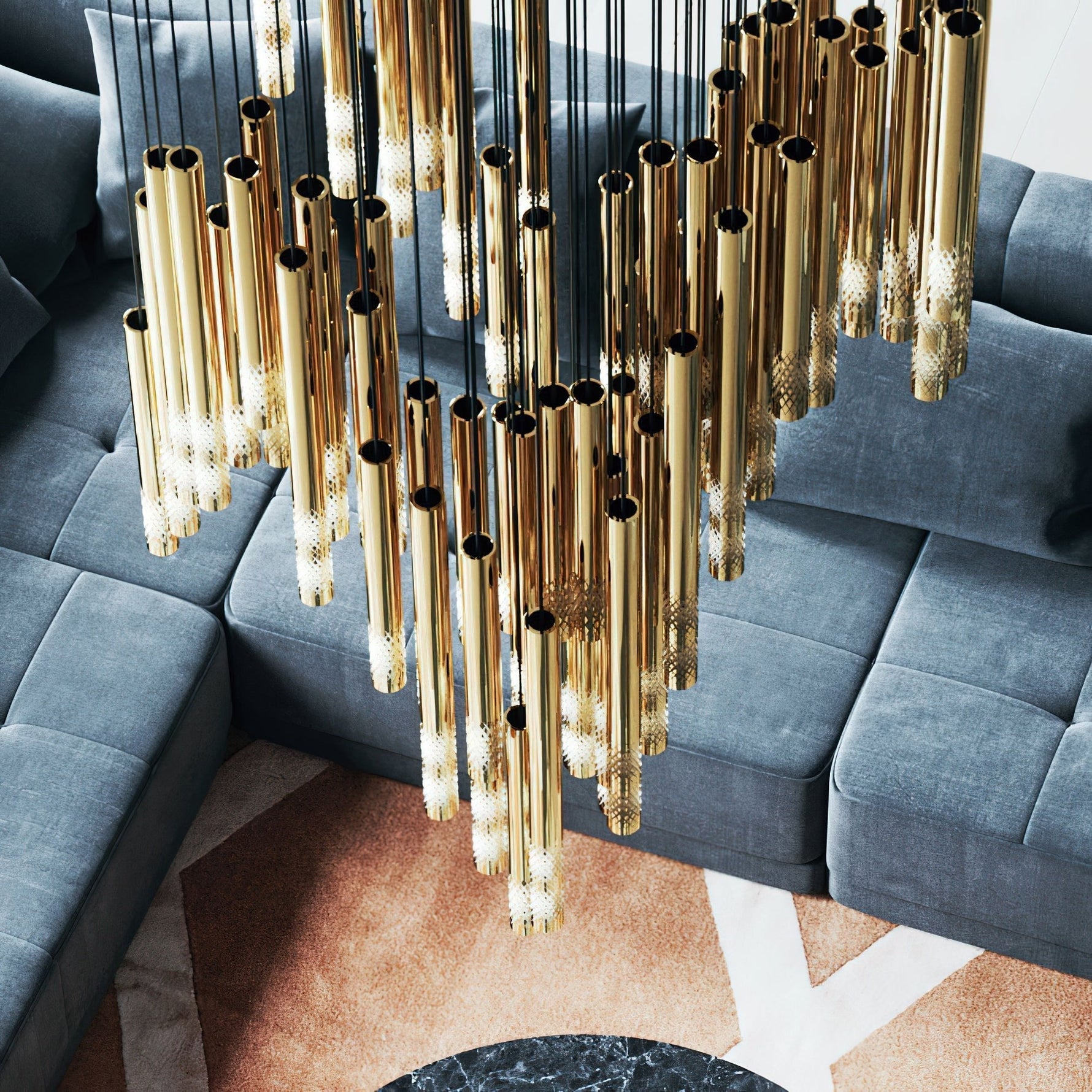 Ovynira Gold Rod Chandelier - Lamp Outdoor